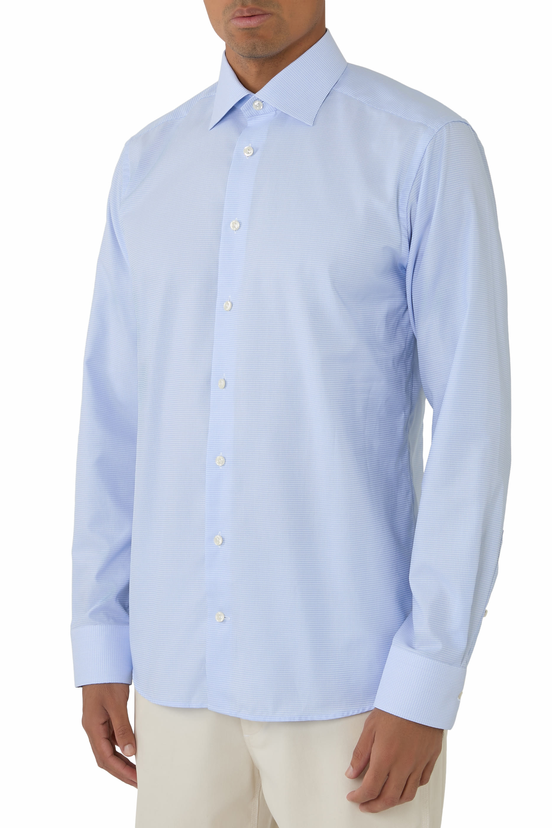 قميص بنقشة مربعات تويل مميز للماركة 