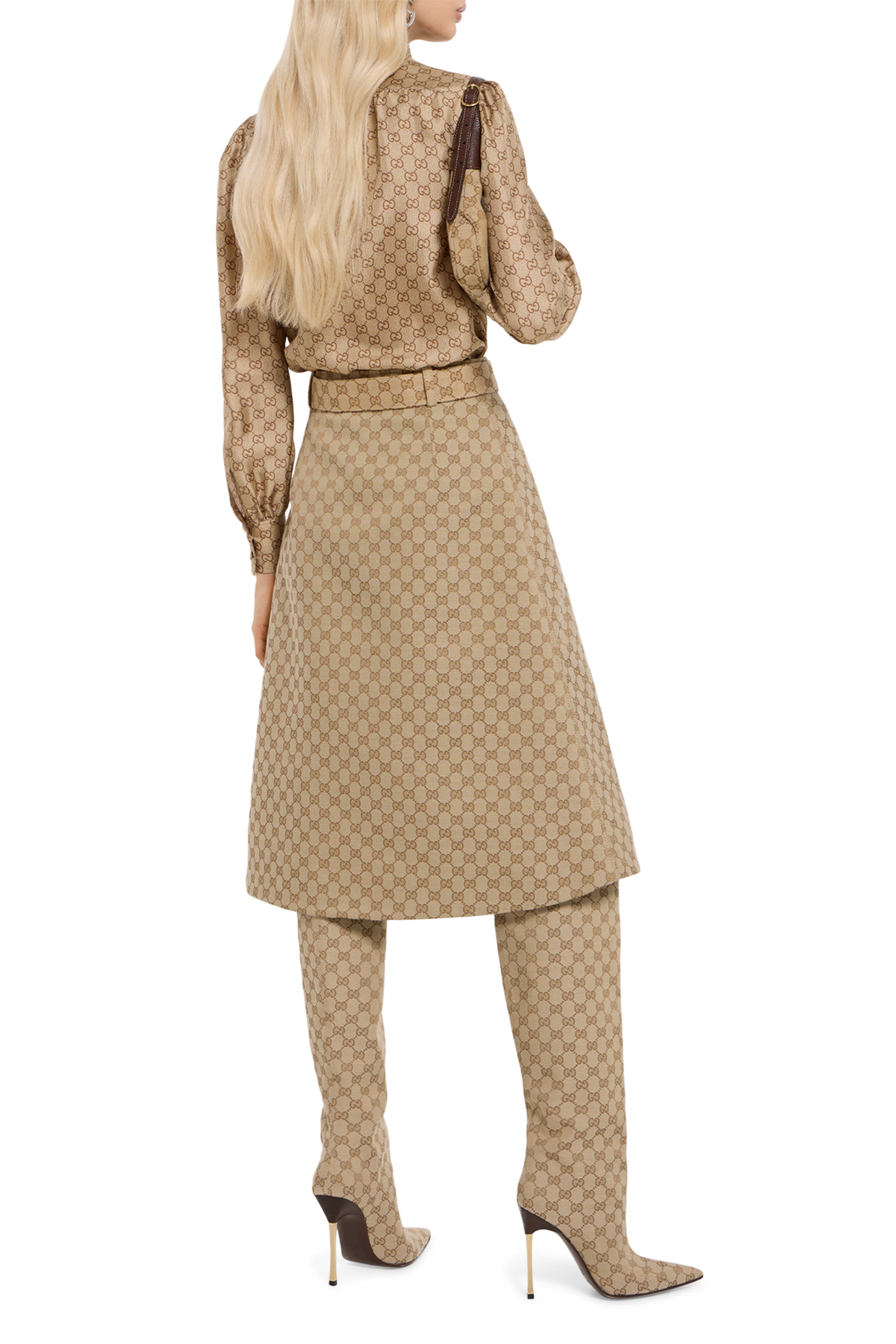 تنورة قماش قنب قطن بنقشة حرفي شعار الماركة