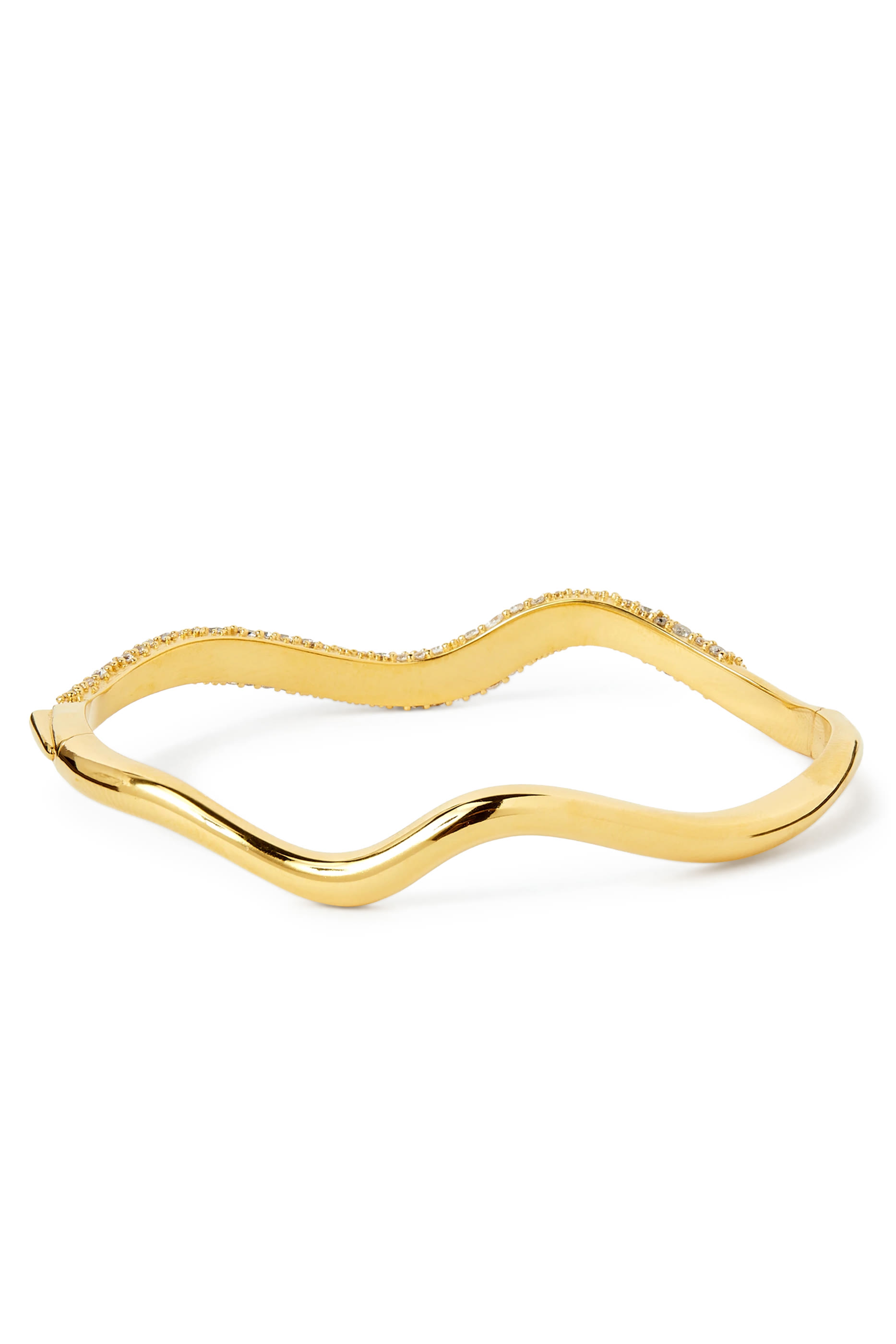 سوار مولتن سنو ريبل بمفصلة مرصع بأحجار زركونيا مكعبة، نحاس مطلي بذهب عيار 18