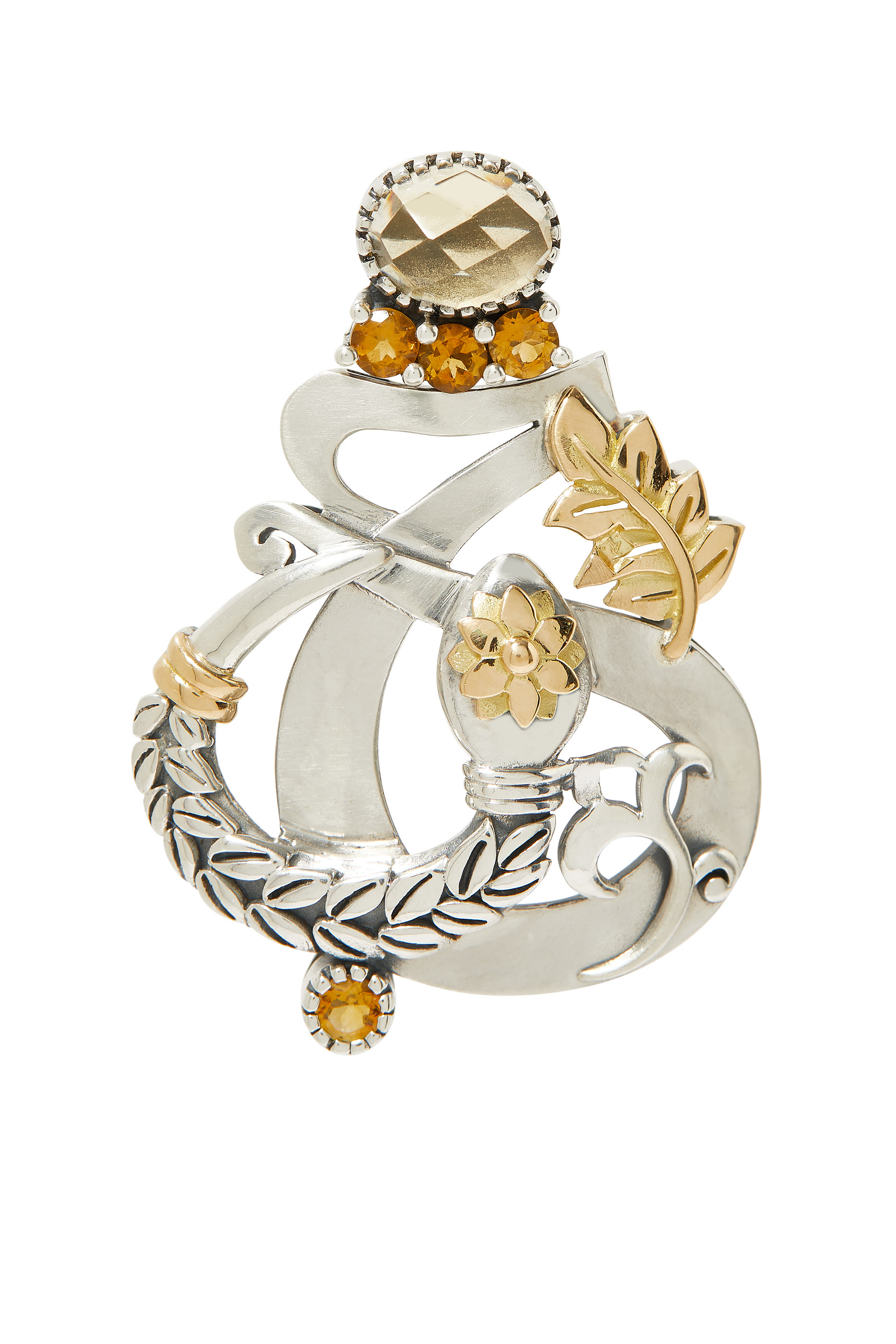 قرط منفرد لوف اند ريبيرث مرصعة بالسترين، فضة إسترلينية وذهب أصفر عيار 18