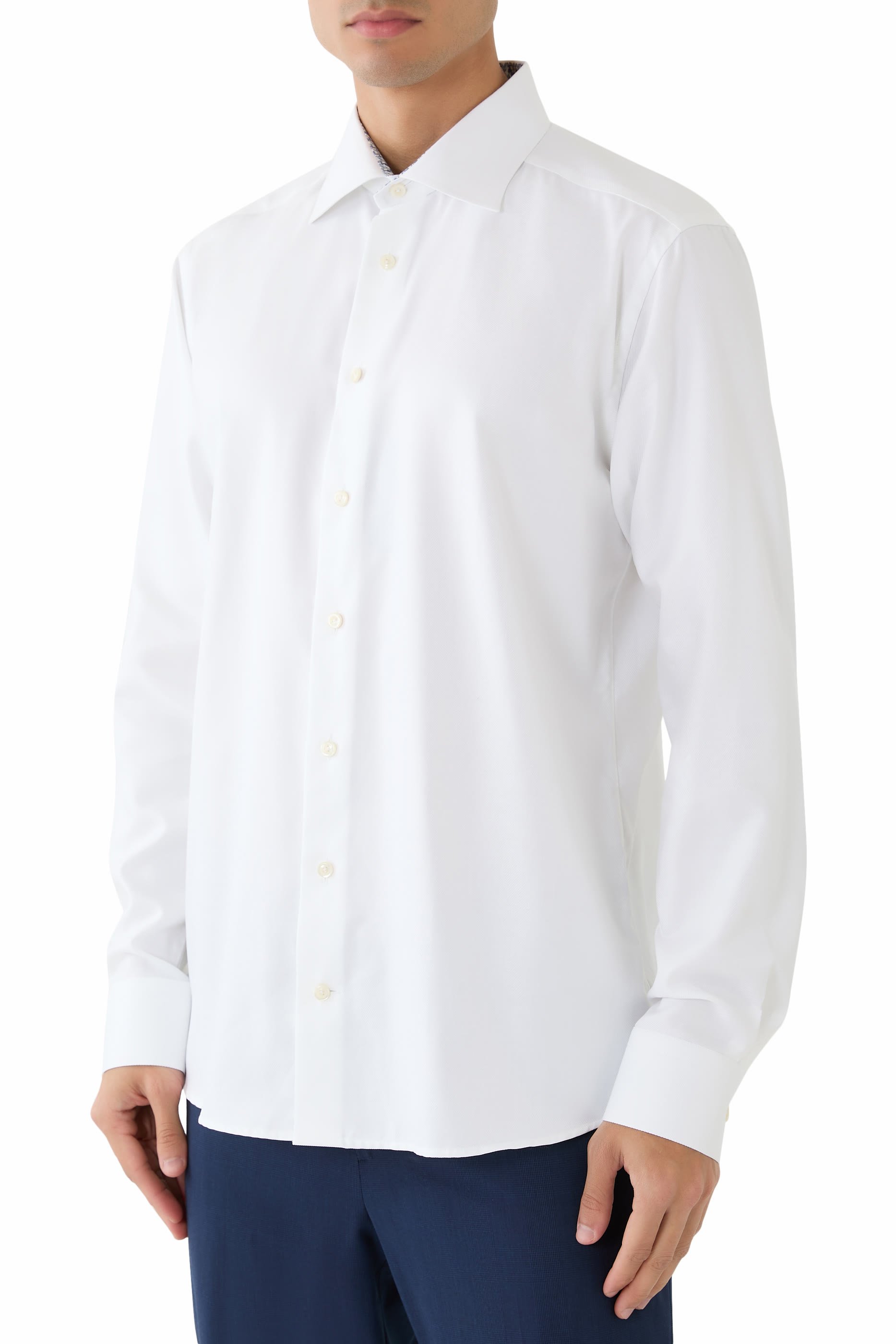 قميص تويل بارز الملمس بنقشة هندسية