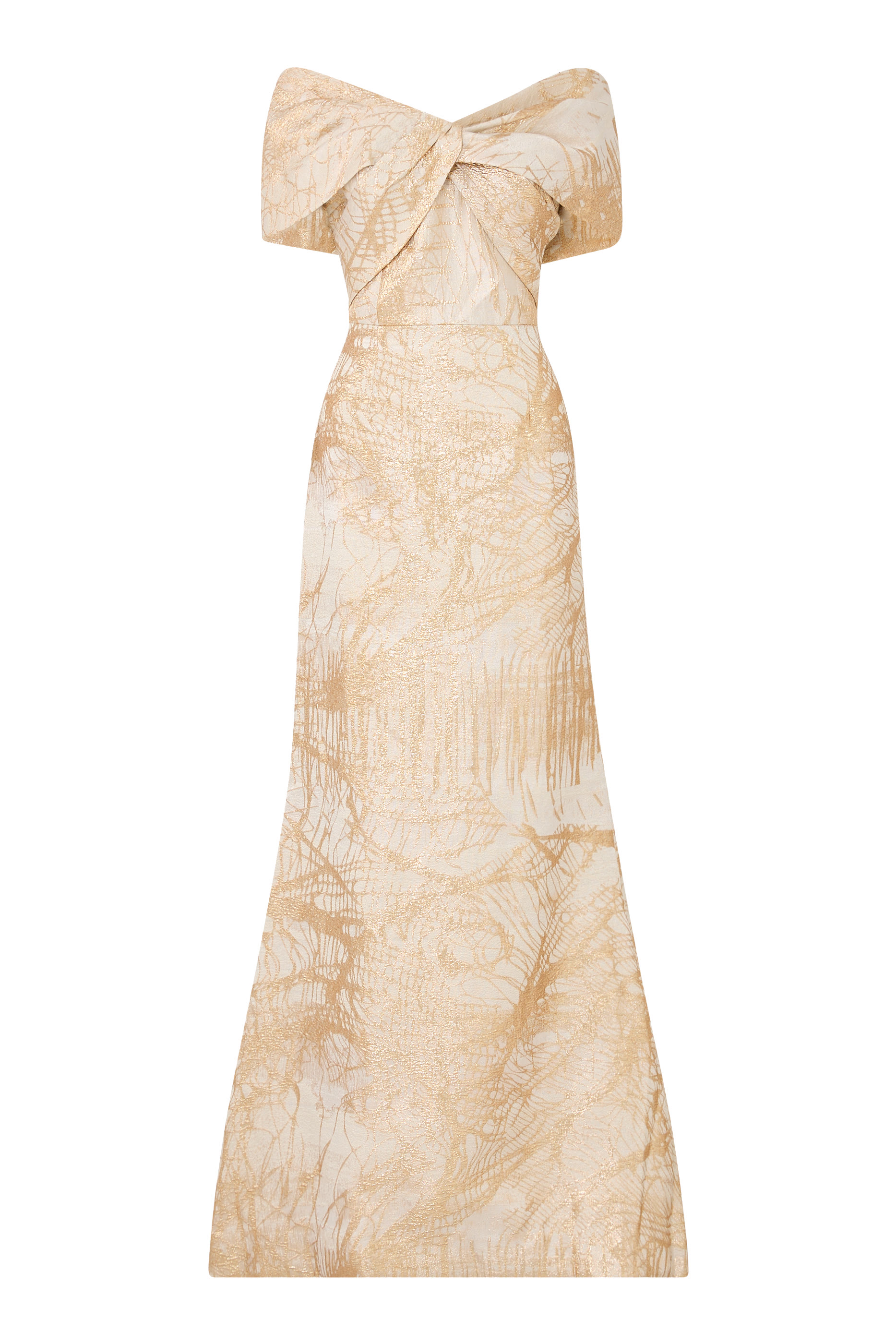 فستان سهرة ميرمايد بتصميم ملفوف جاكار لامع