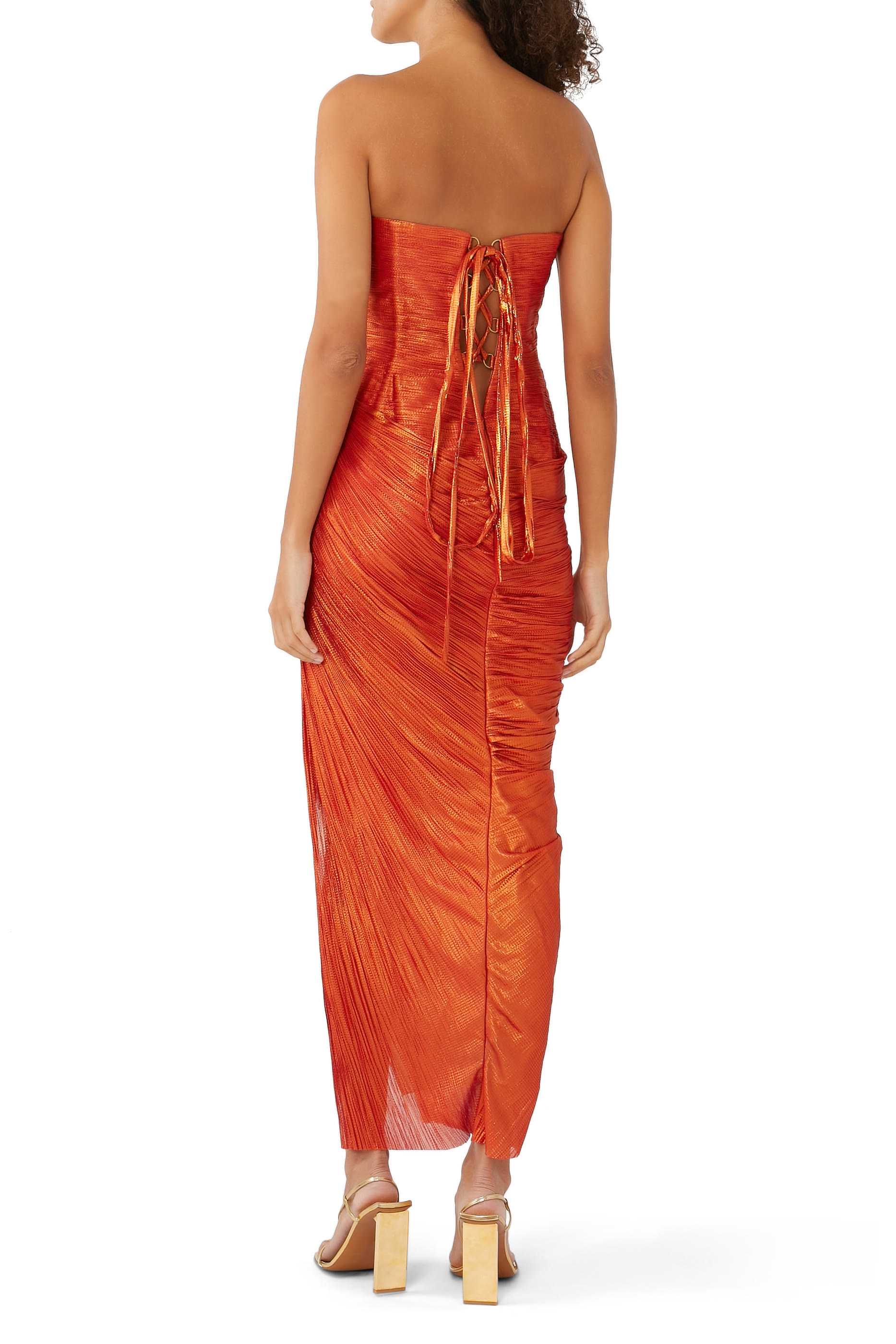 فستان روبي متوسط الطول بلا حمالات