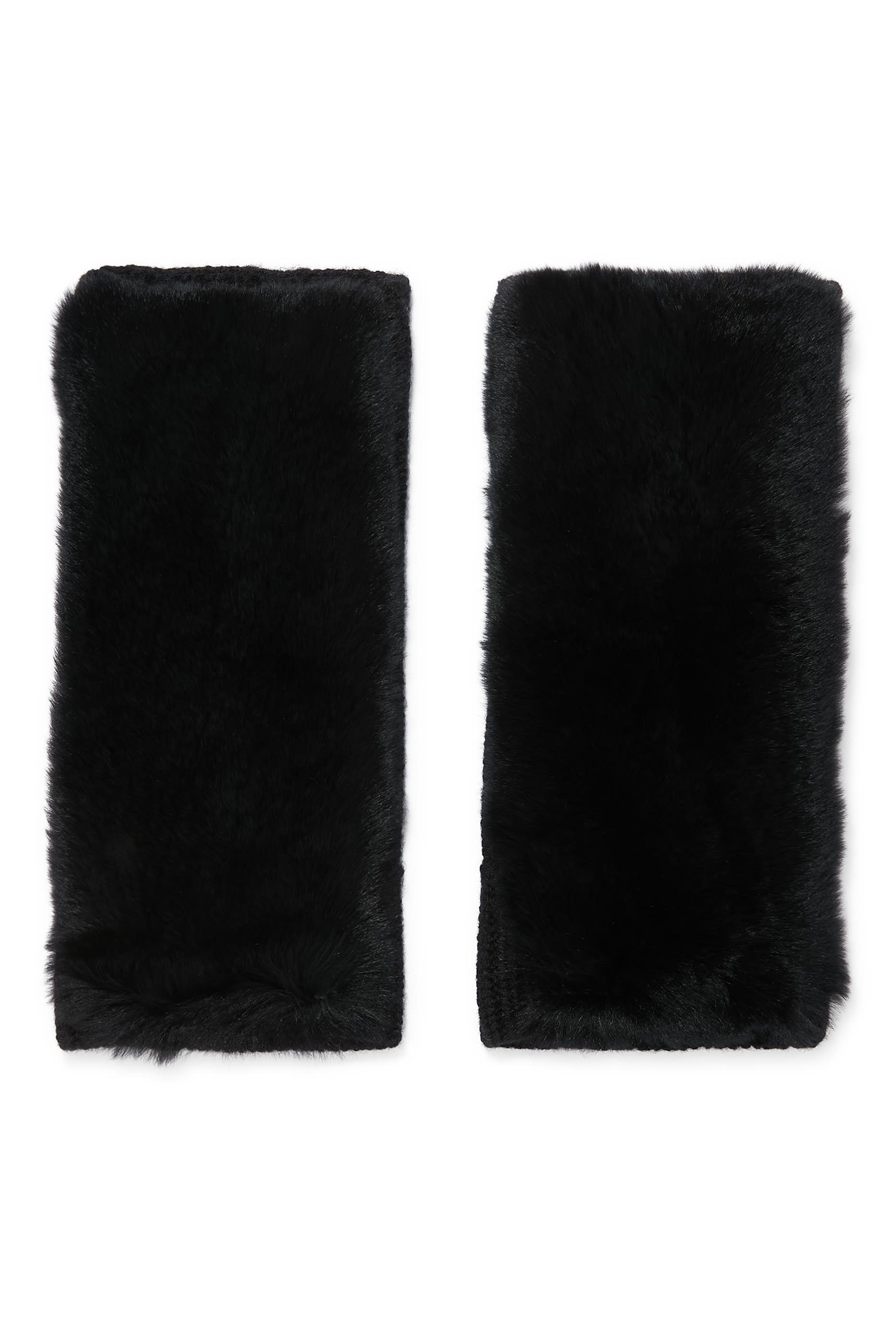 قفازات بلا أصابع نسيج كشمير وصوف وفرو أرنب ريكس