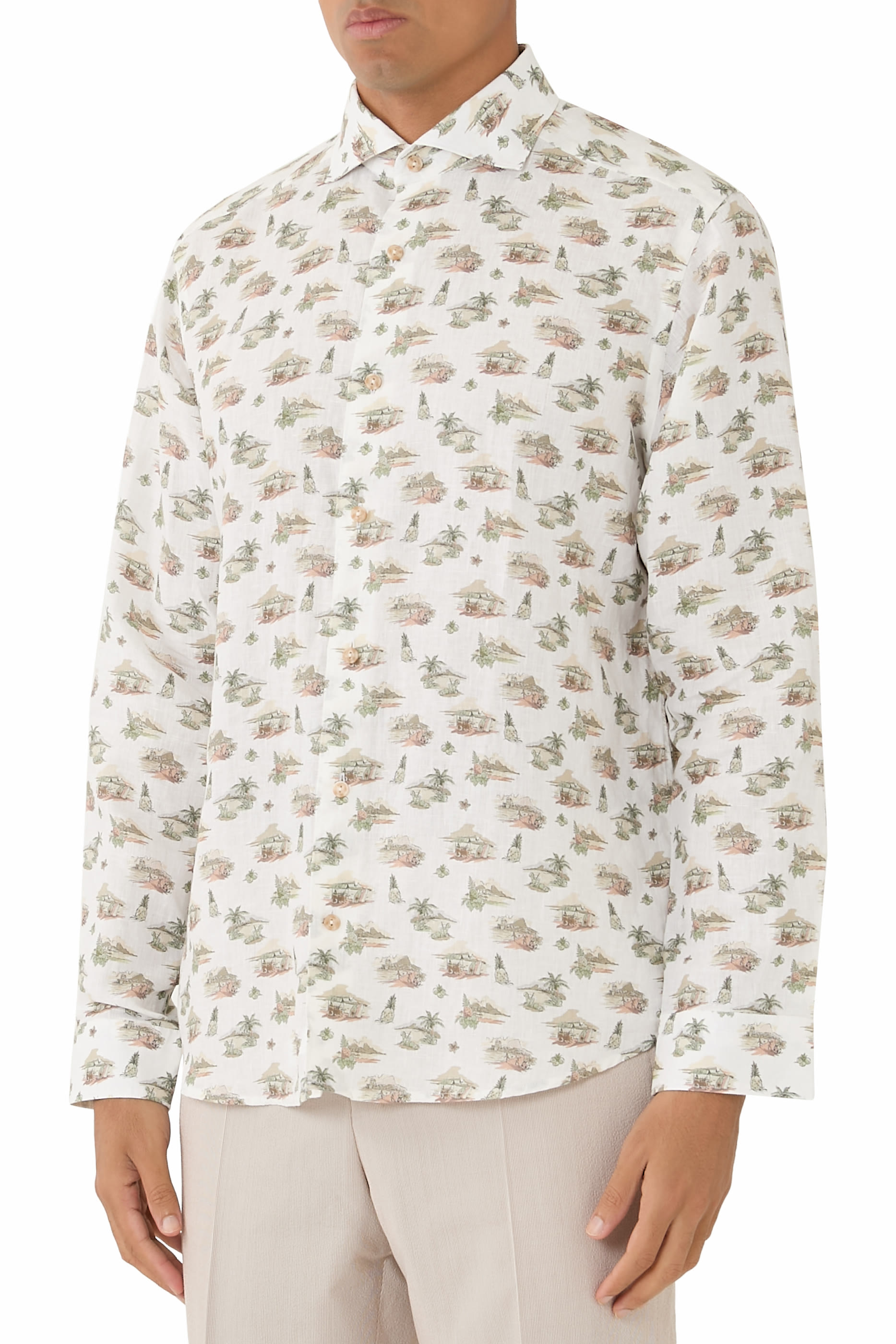 قميص بنقشة كتان