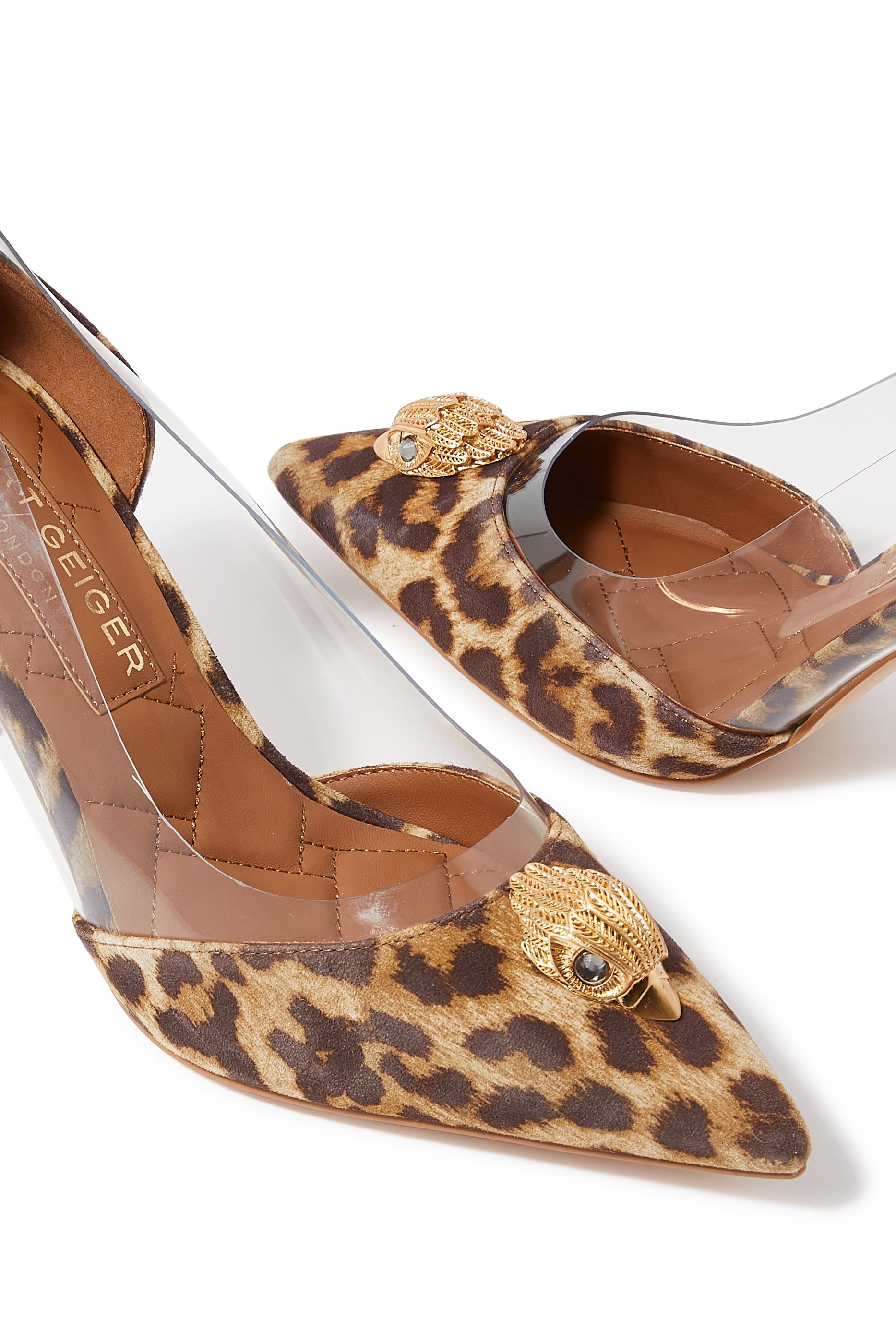 حذاء كلاسيكي بلجرافيا 85 بكعب وحلية شعار الماركة فينيل