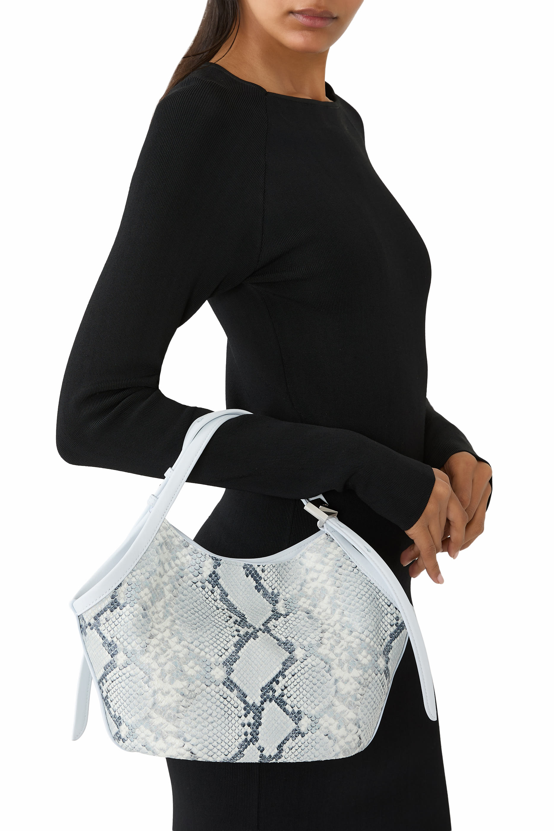 حقيبة يد ديكو صغيرة بنقشة جلد تمساح بتفاصيل زهرة توليب