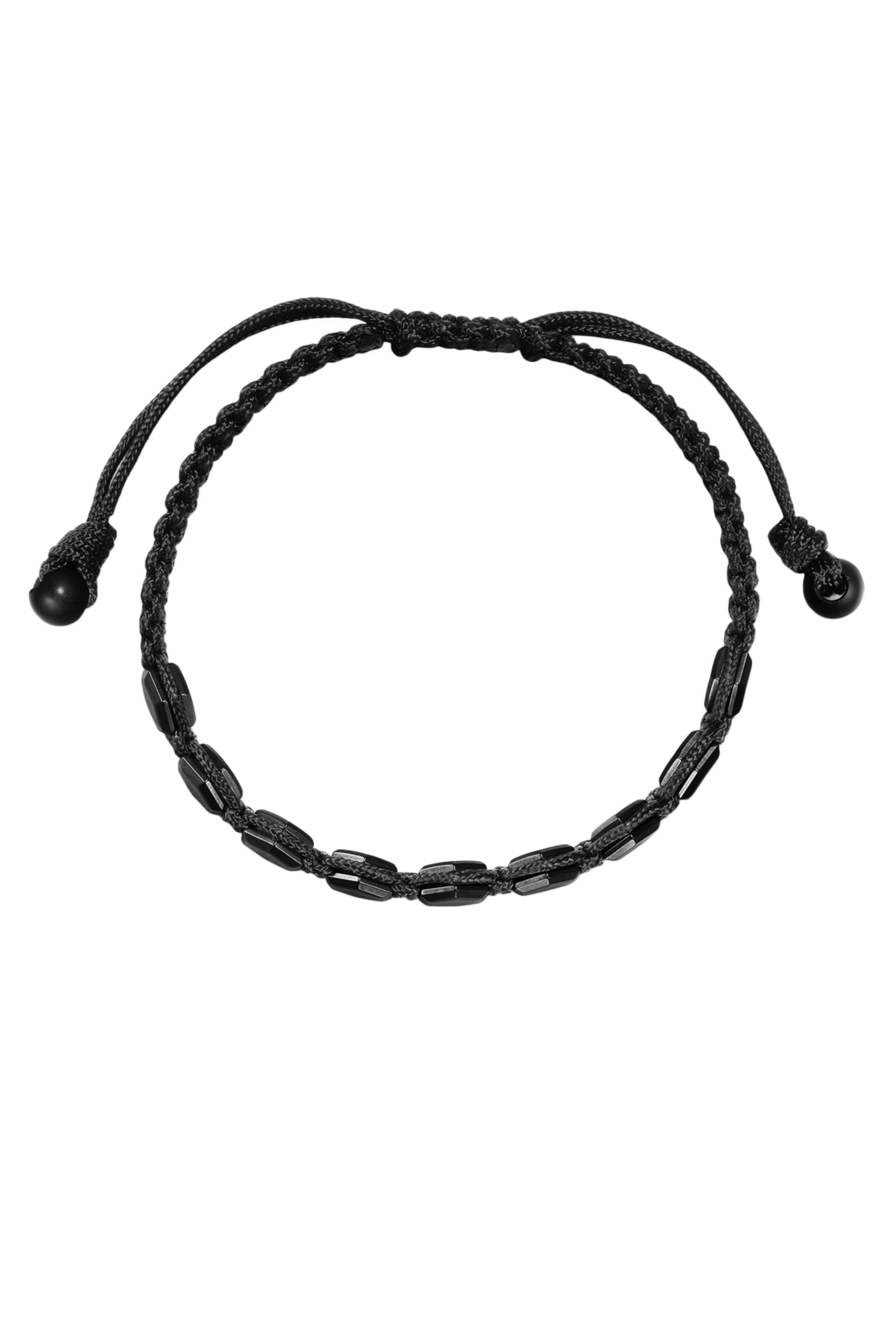 سوار منسوج بتصميم متعدد الأوجه مزين بحجر العقيق الأسود، تيتانيوم ونايلون