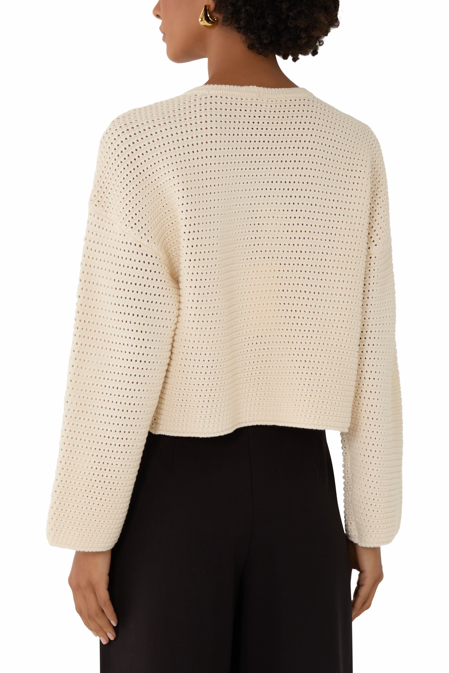 كنزة قصيرة كابسول ريزورت أوبن وورك قصيرة منسوجة بنقشة متموجة