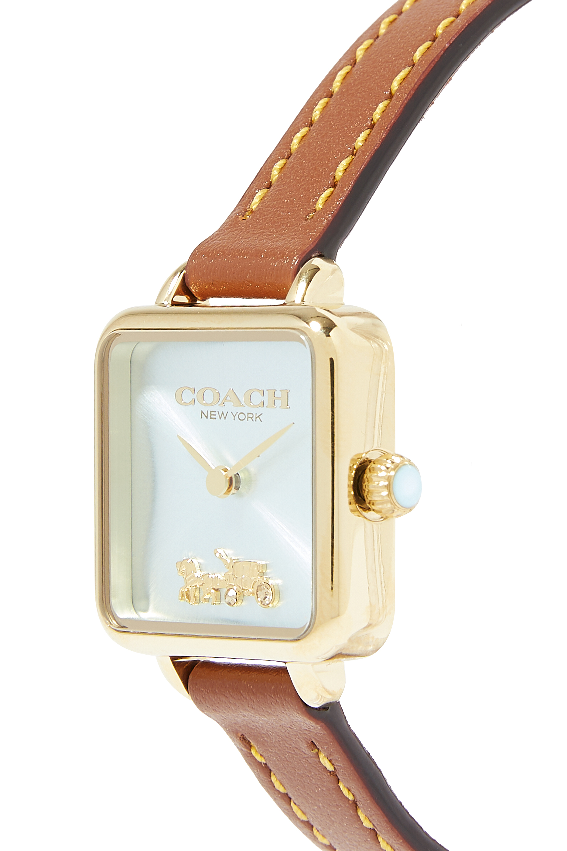 ساعة بسوار جلد وعلبة مقاس 22 مم