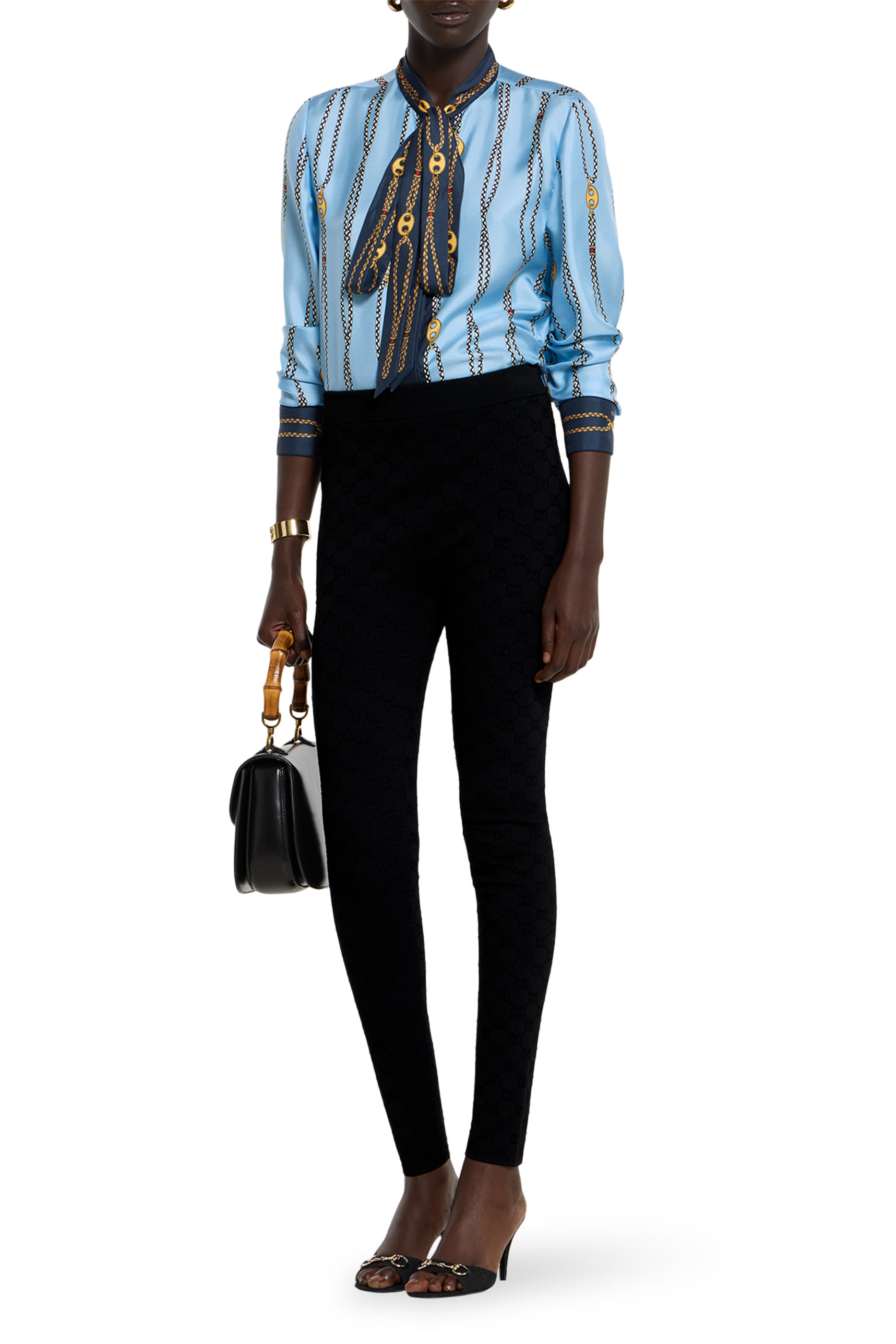 قميص بطبعات حرير تويل