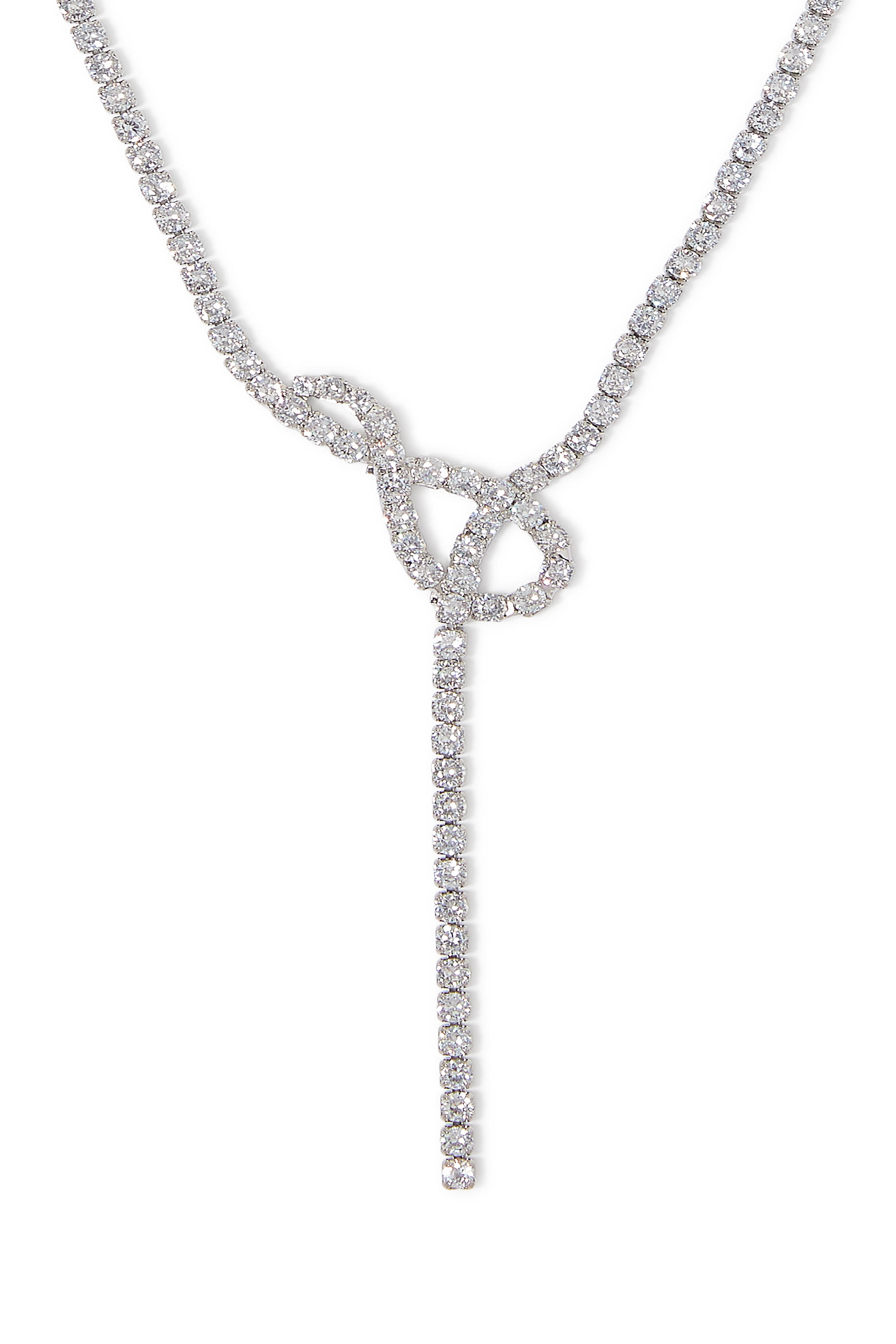 قلادة تنس بتصميم عقدة مرصعة بأحجار زركونيا مكعبة، نحاس مطلي بالروديوم