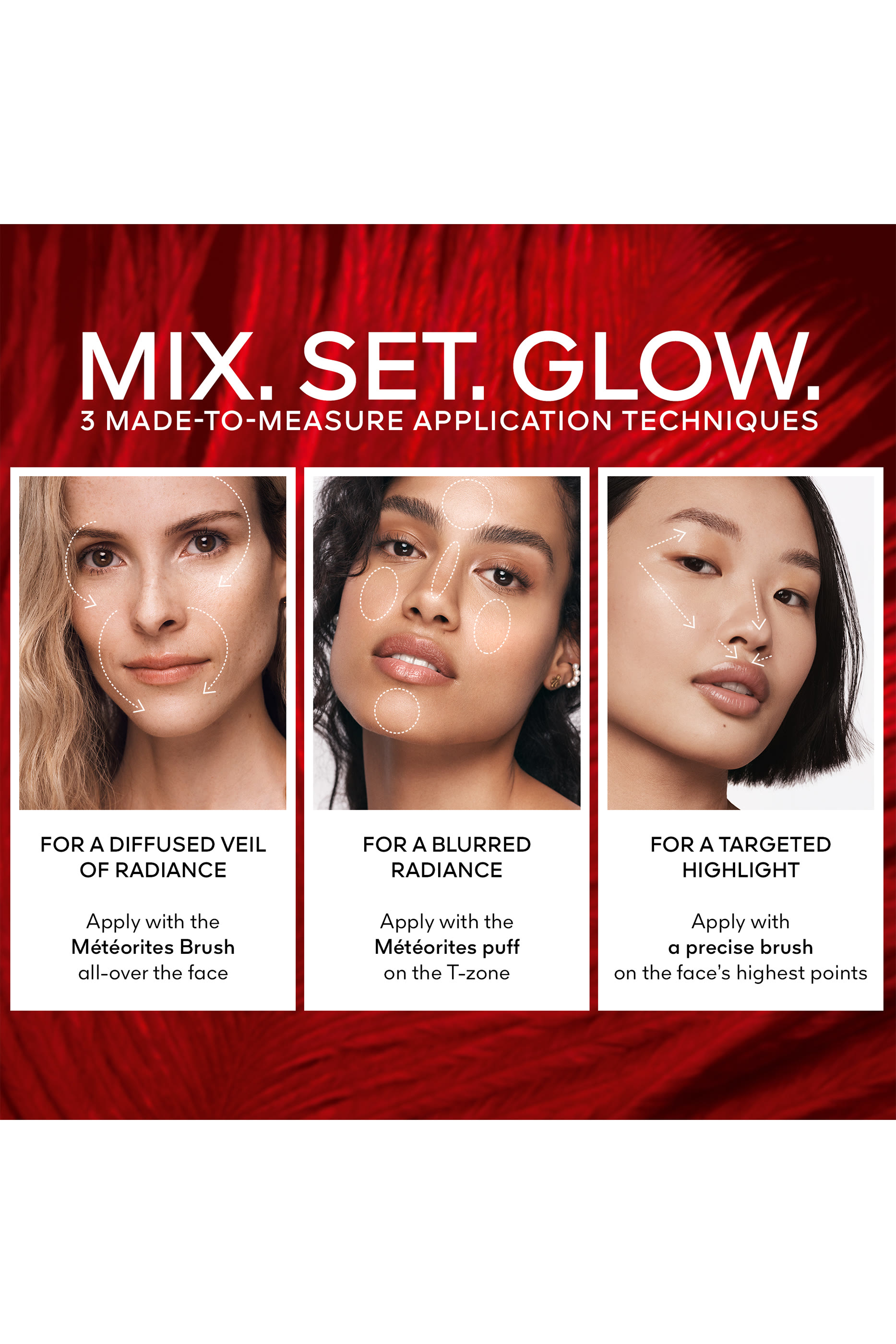 بودرة إشراق البشرة ميتوريتس بتصميم حبيبات بنقشة ريش العنقاء