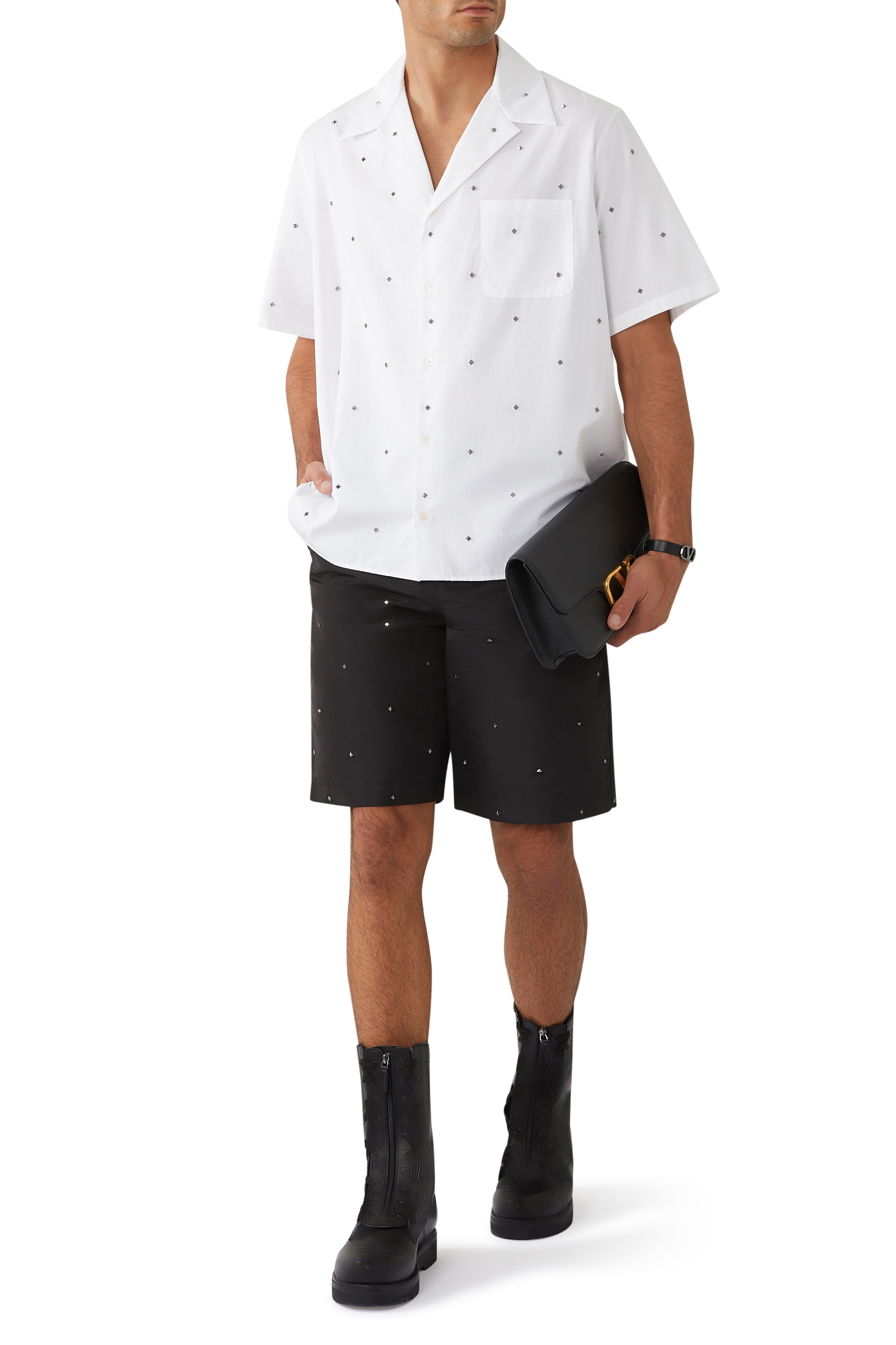 Valentino Garavani Rockstud Silk Shorts