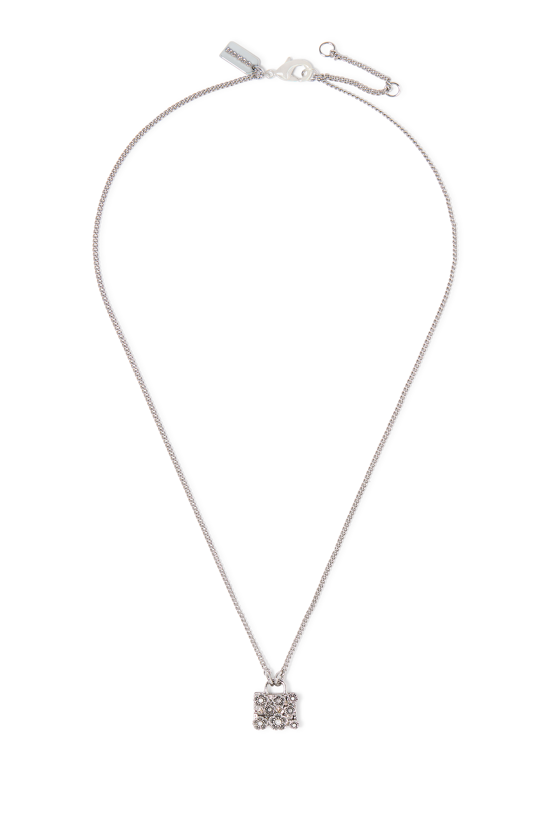 قلادة بدلاية بتصميم حقيبة مزينة بزهرة الشاي