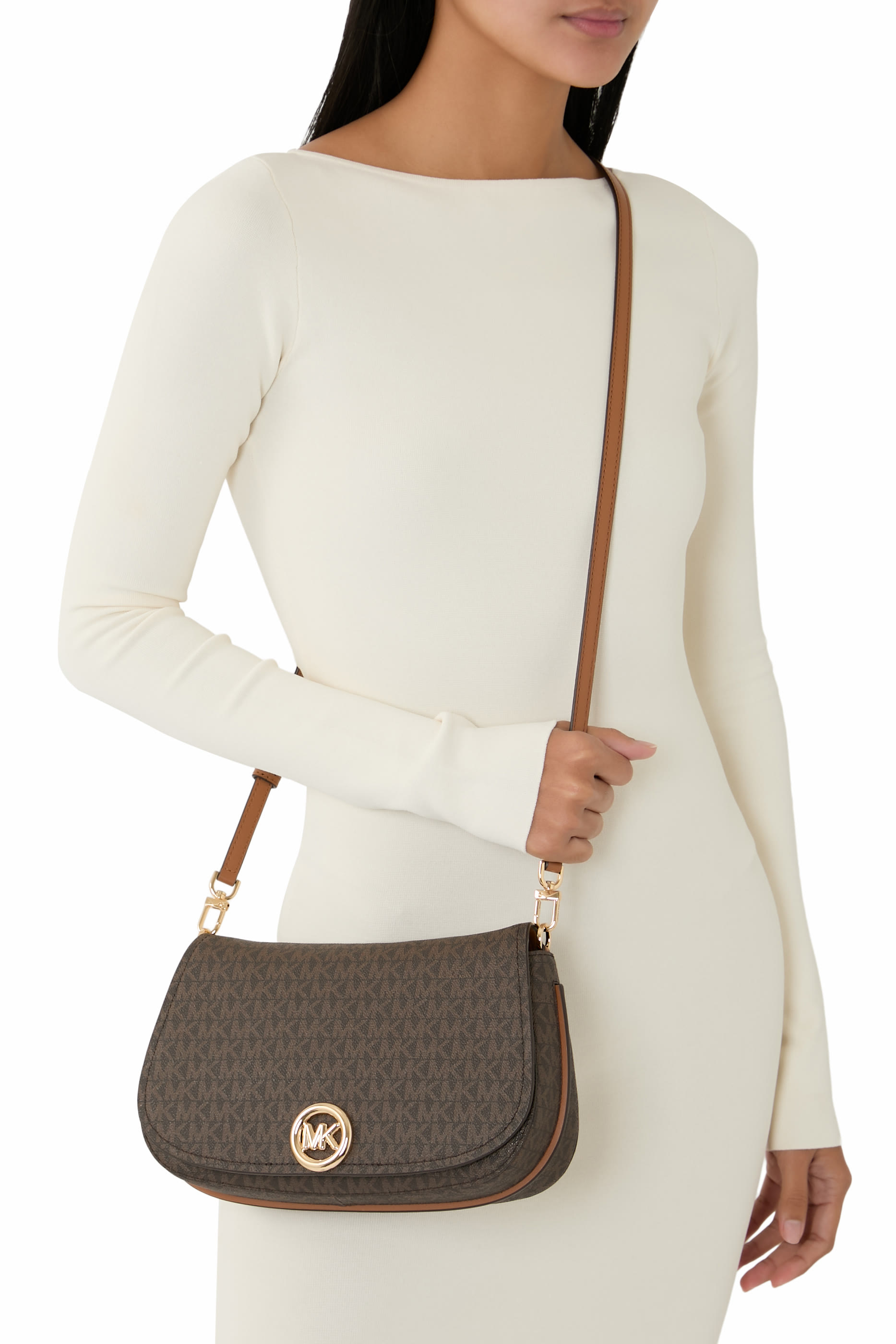 حقيبة كتف نوليتا متوسطة قابلة للتعديل قنب بنقشة شعار الماركة 