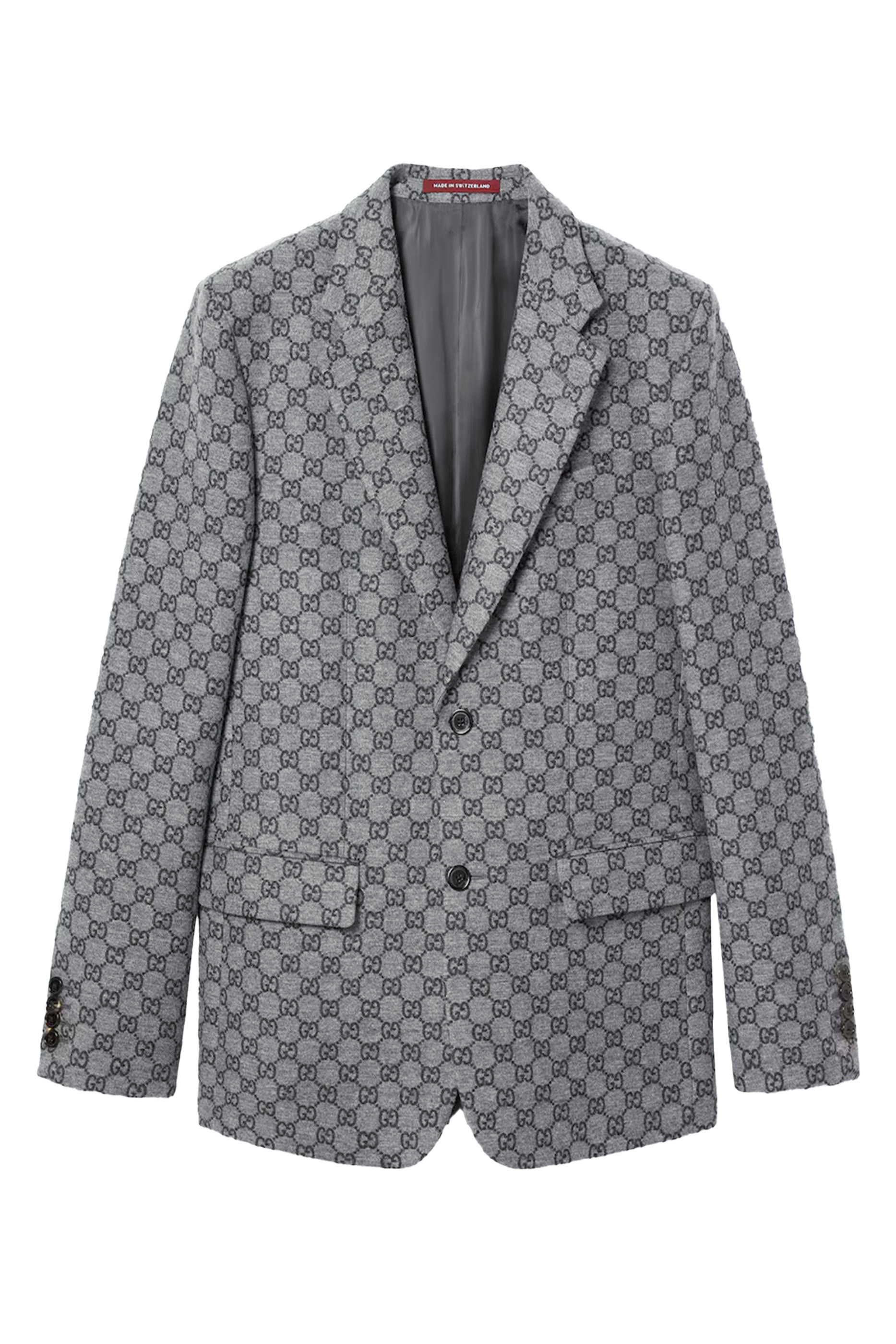 جاكيت بنقشة حرفي شعار الماركة صوف فلانيل