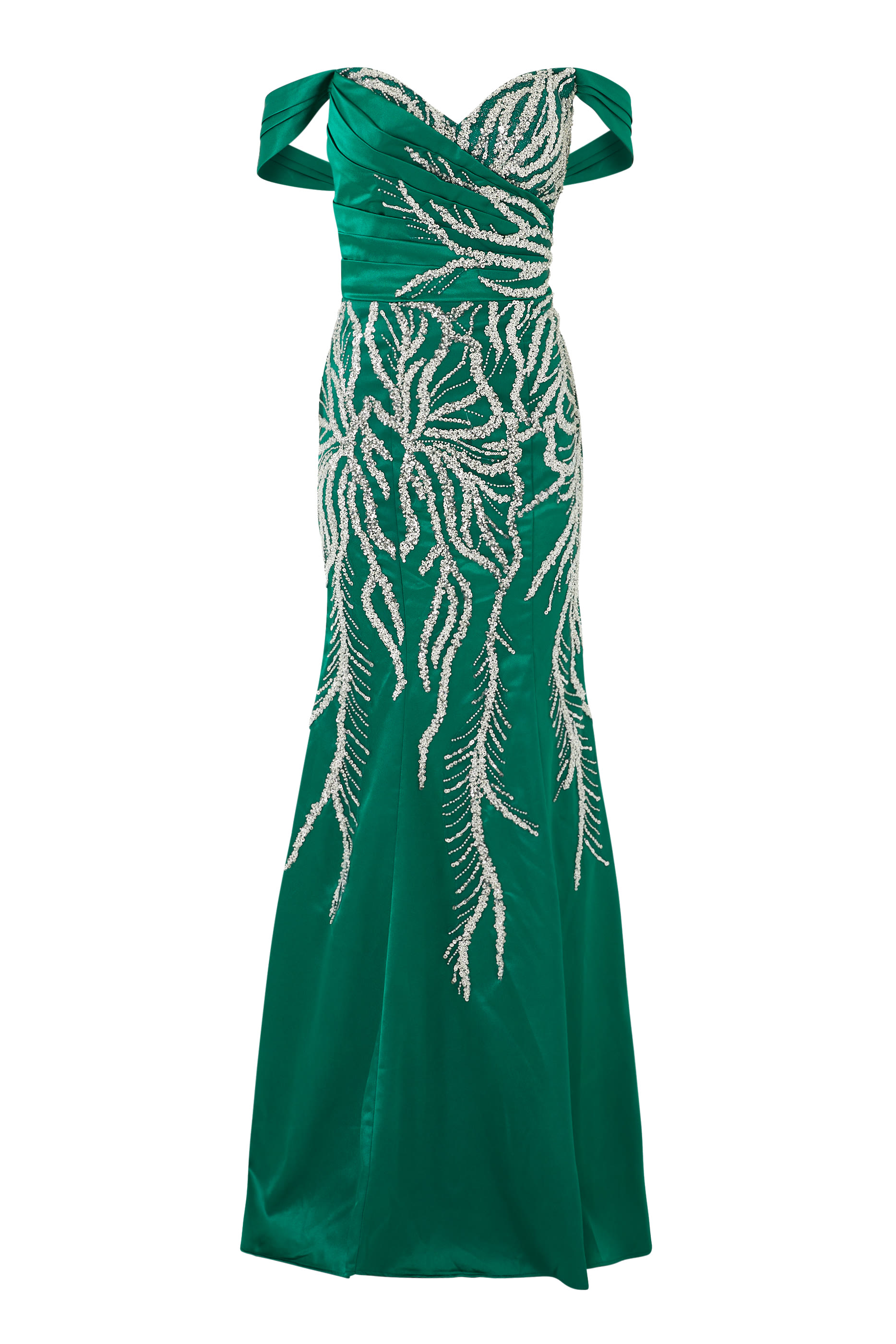 فستان سهرة بأكتاف متساقطة