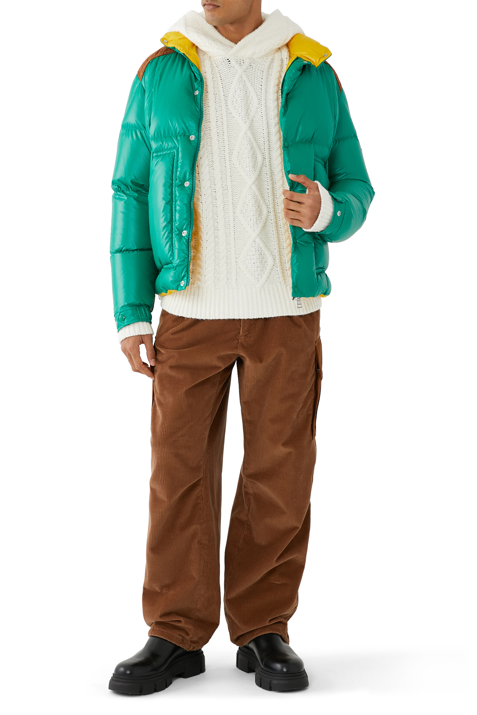 بنطال كارجو قماش قطني مخملي مضلع