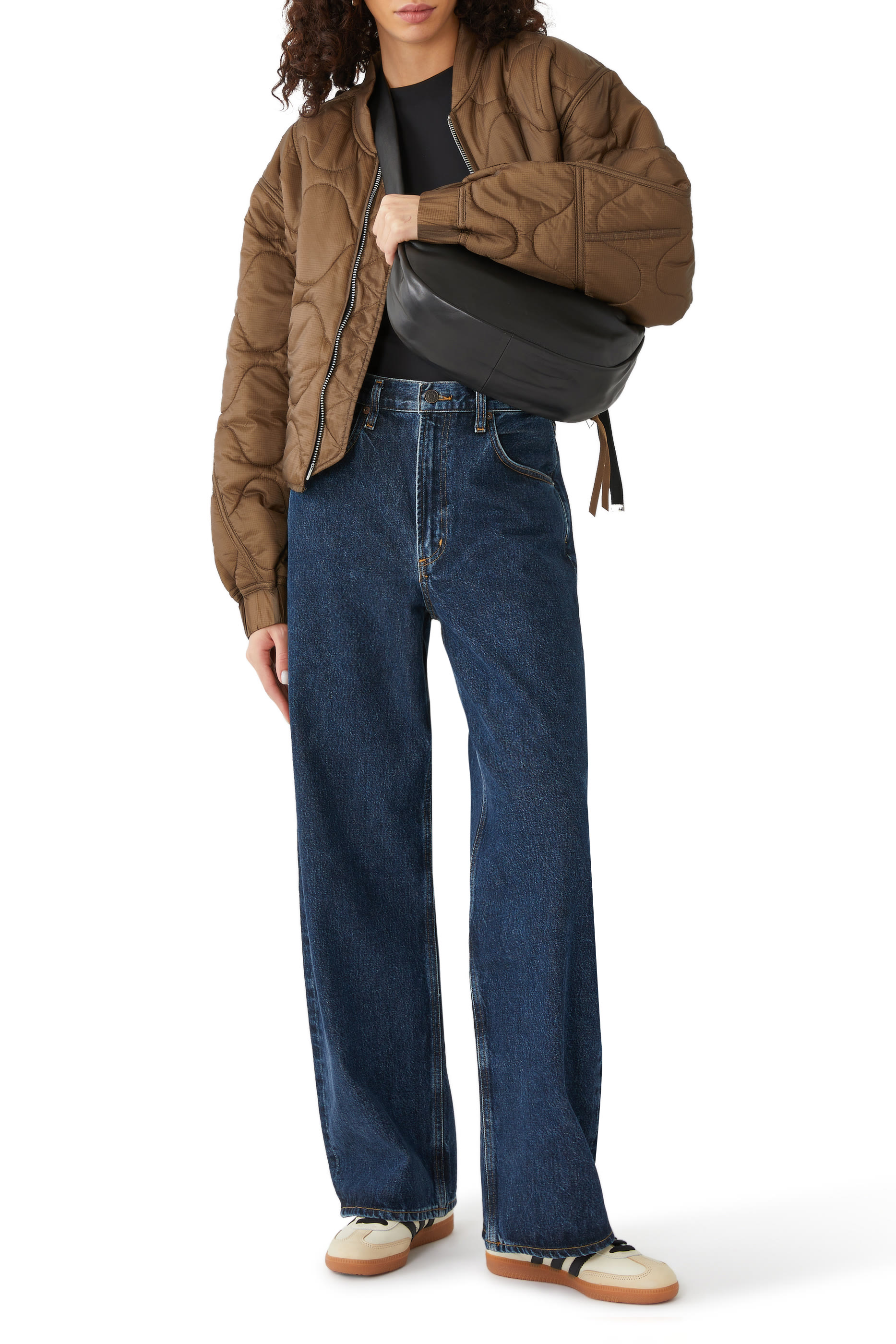 بطال جينز بقصة ساق مقوسة وخصر منخفض