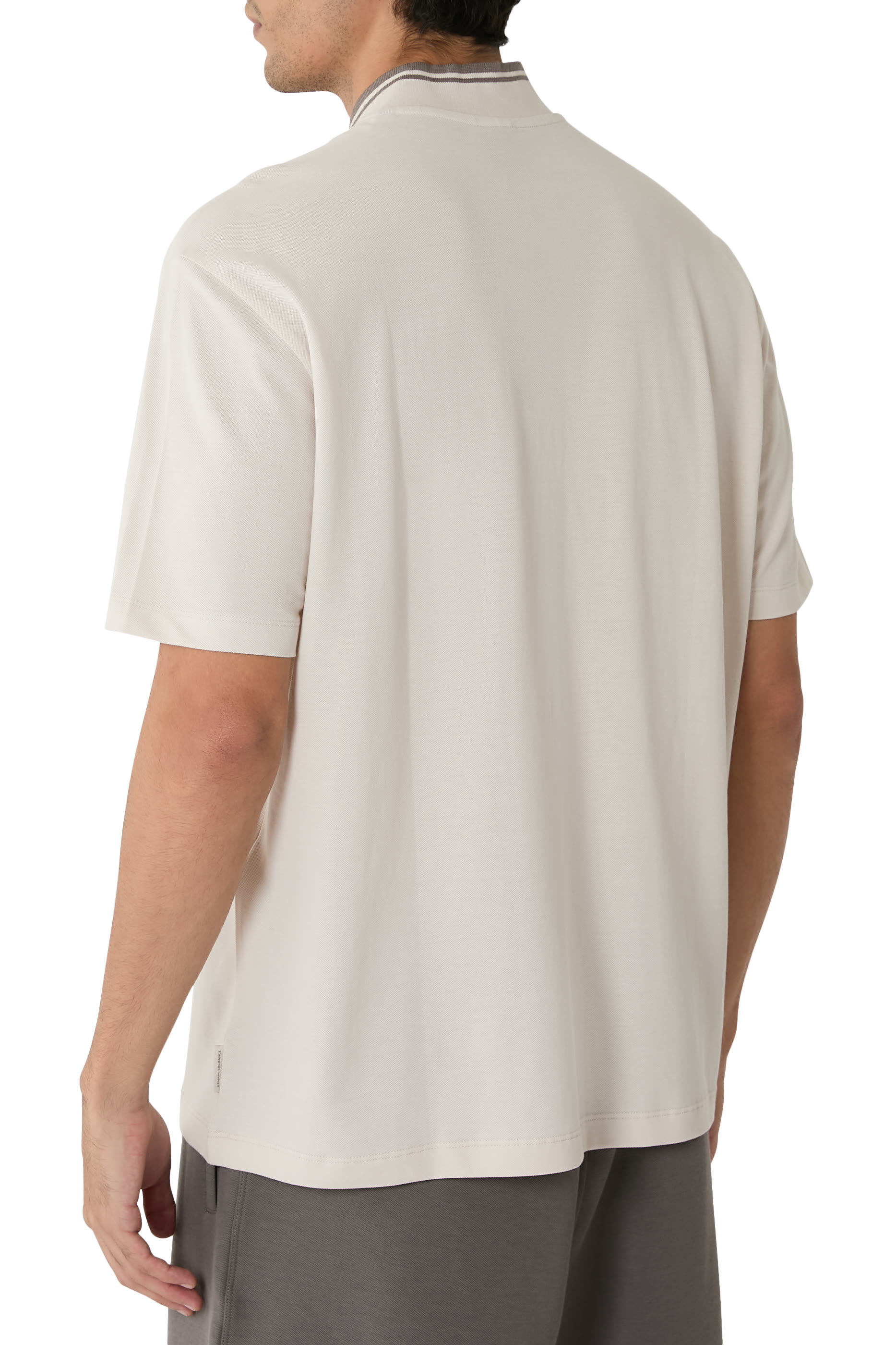 Zip-Up Pique Polo Shirt