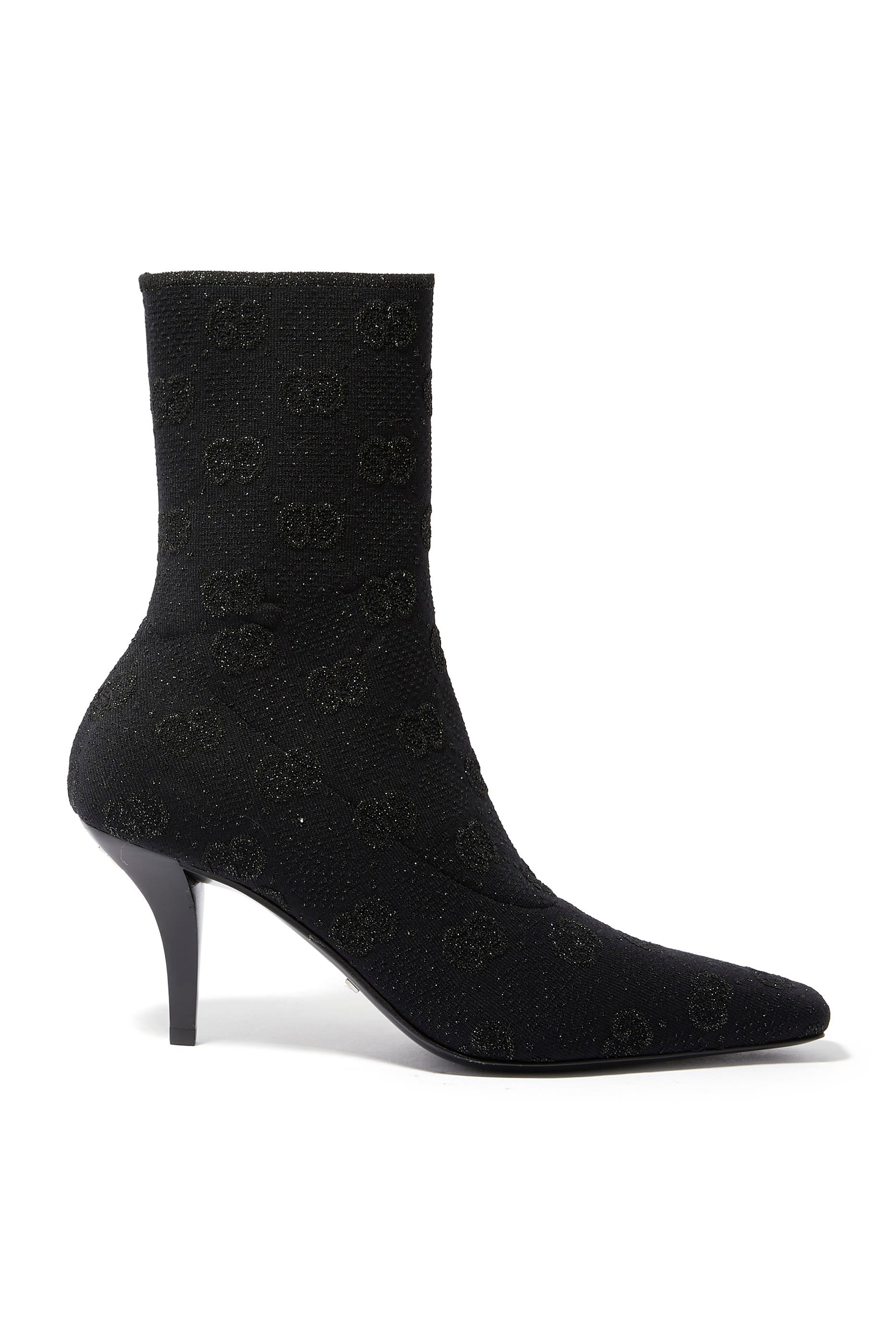 بوت 75 بطول الكاحل قماش منسوج بنقشة حرفي شعار الماركة