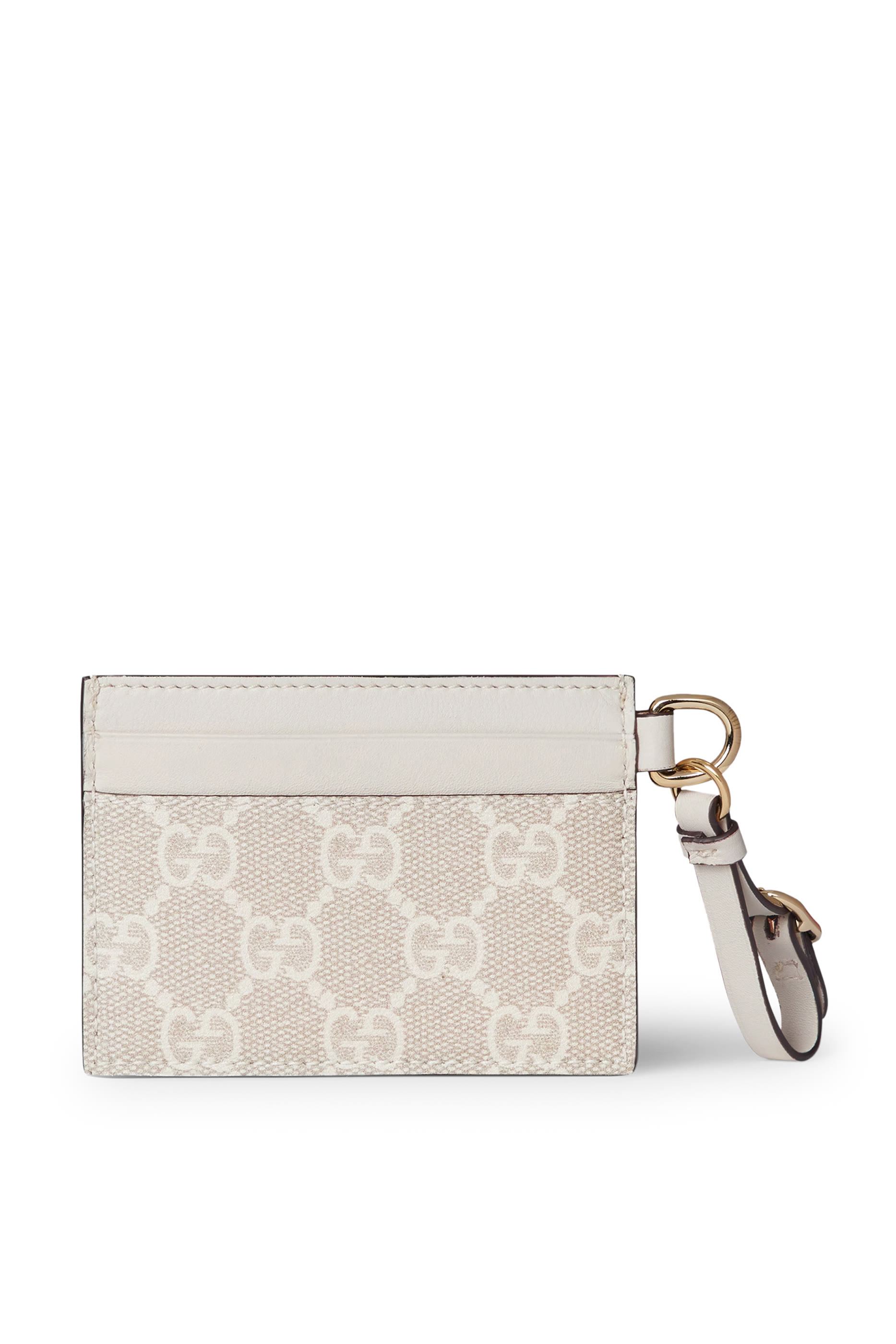 حافظة بطاقات بحمالة ونقشة حرفي شعار الماركة