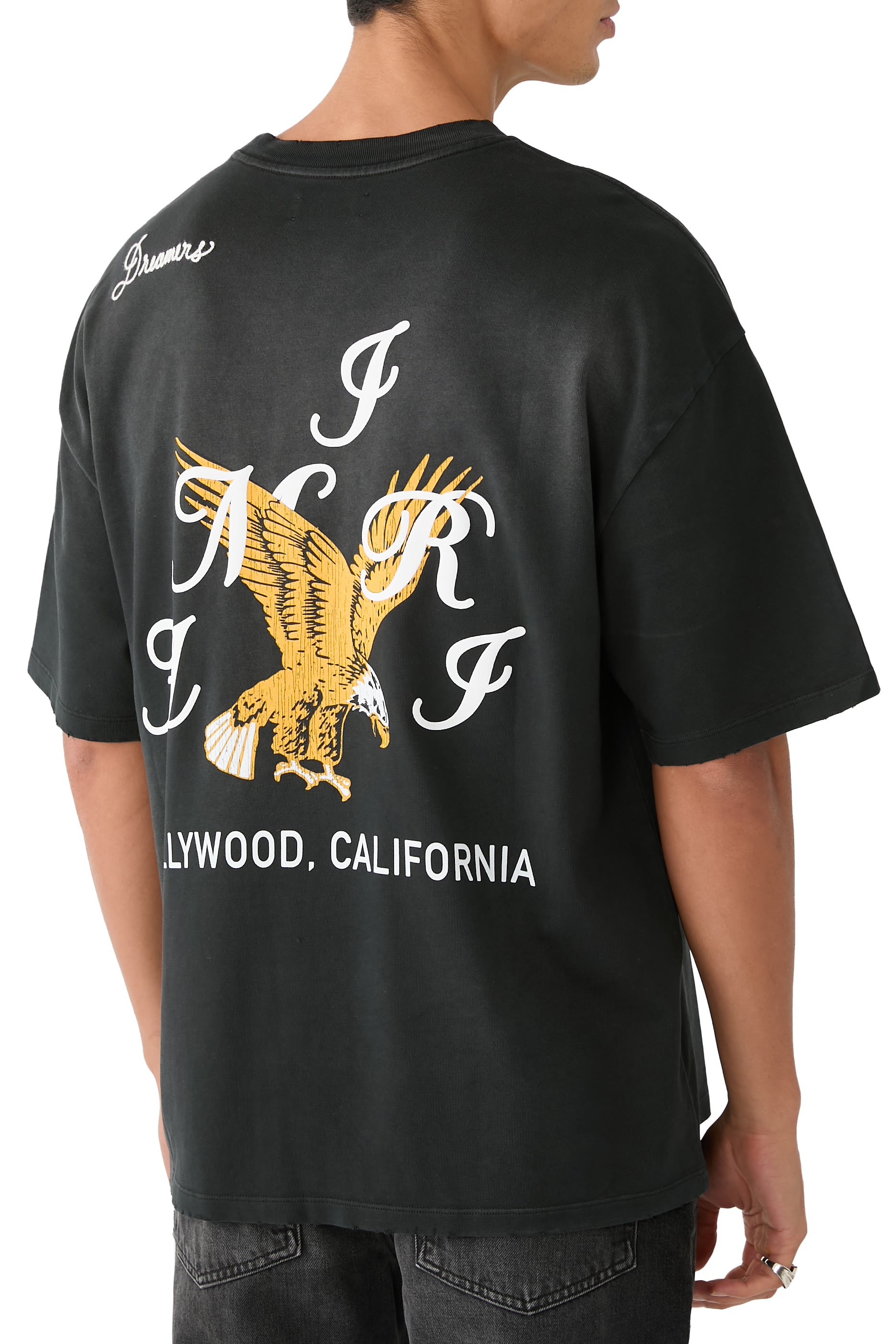 تيشيرت بقصة فضفاضة ونقشة نسر