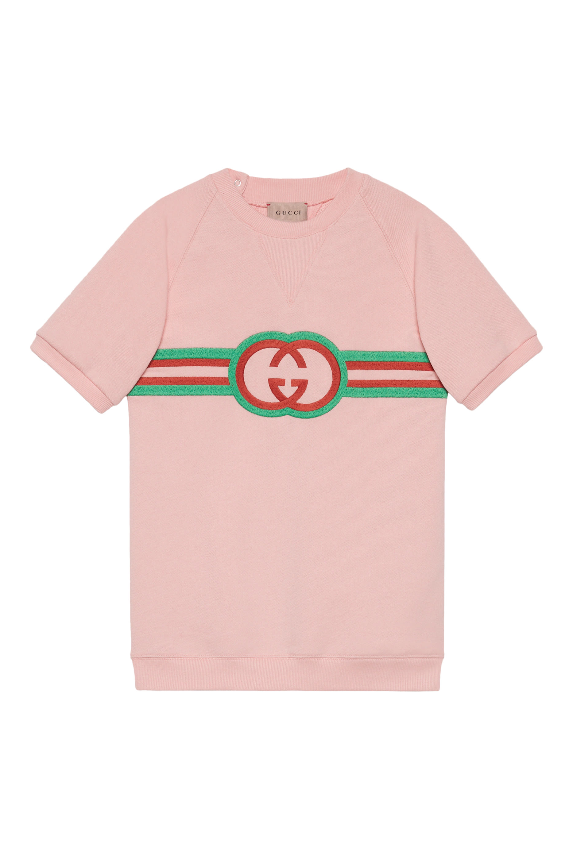 فستان للأطفال بنقشة حرفي شعار الماركة بتصميم متداخل