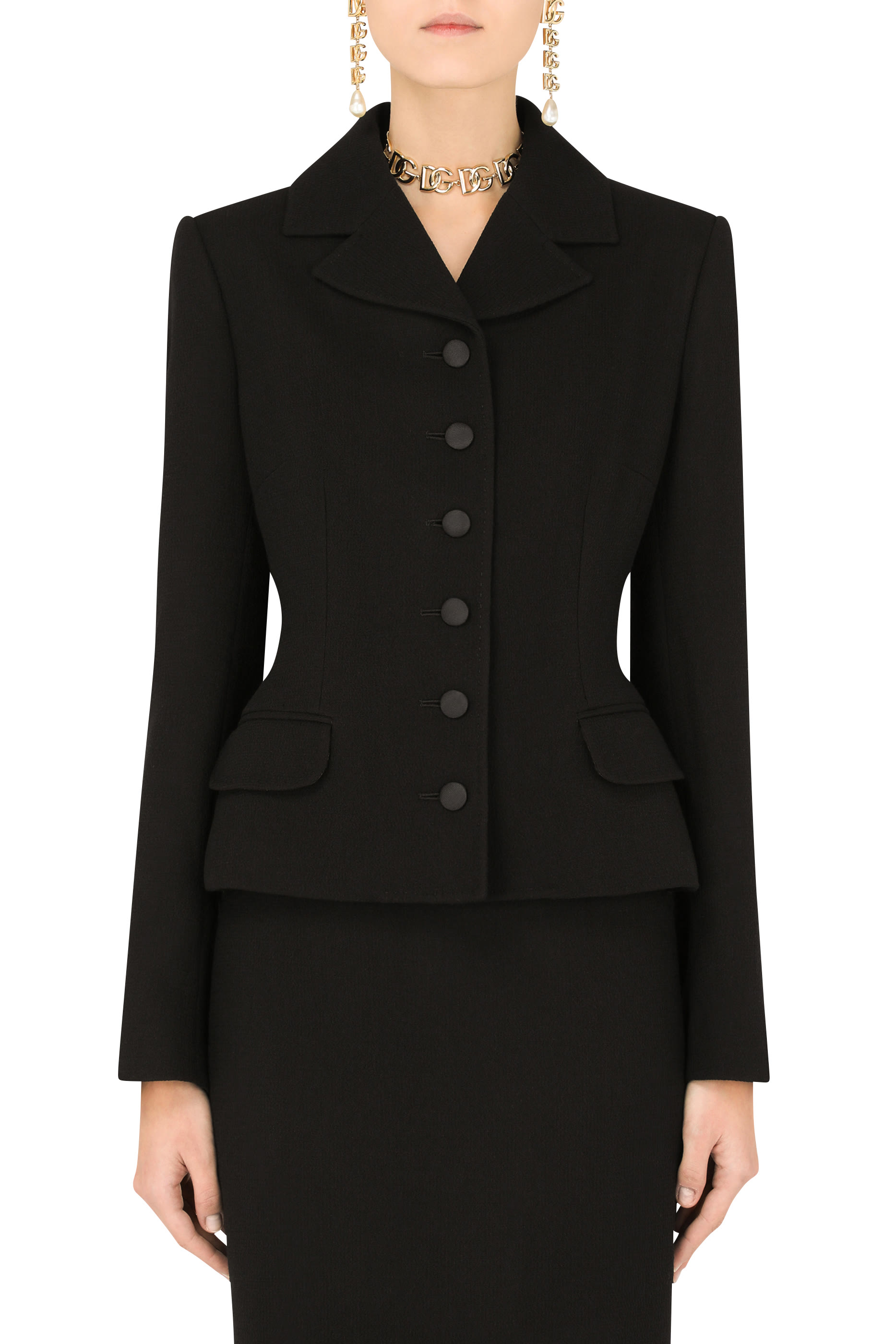 جاكيت بصف أزرار صوف بكر