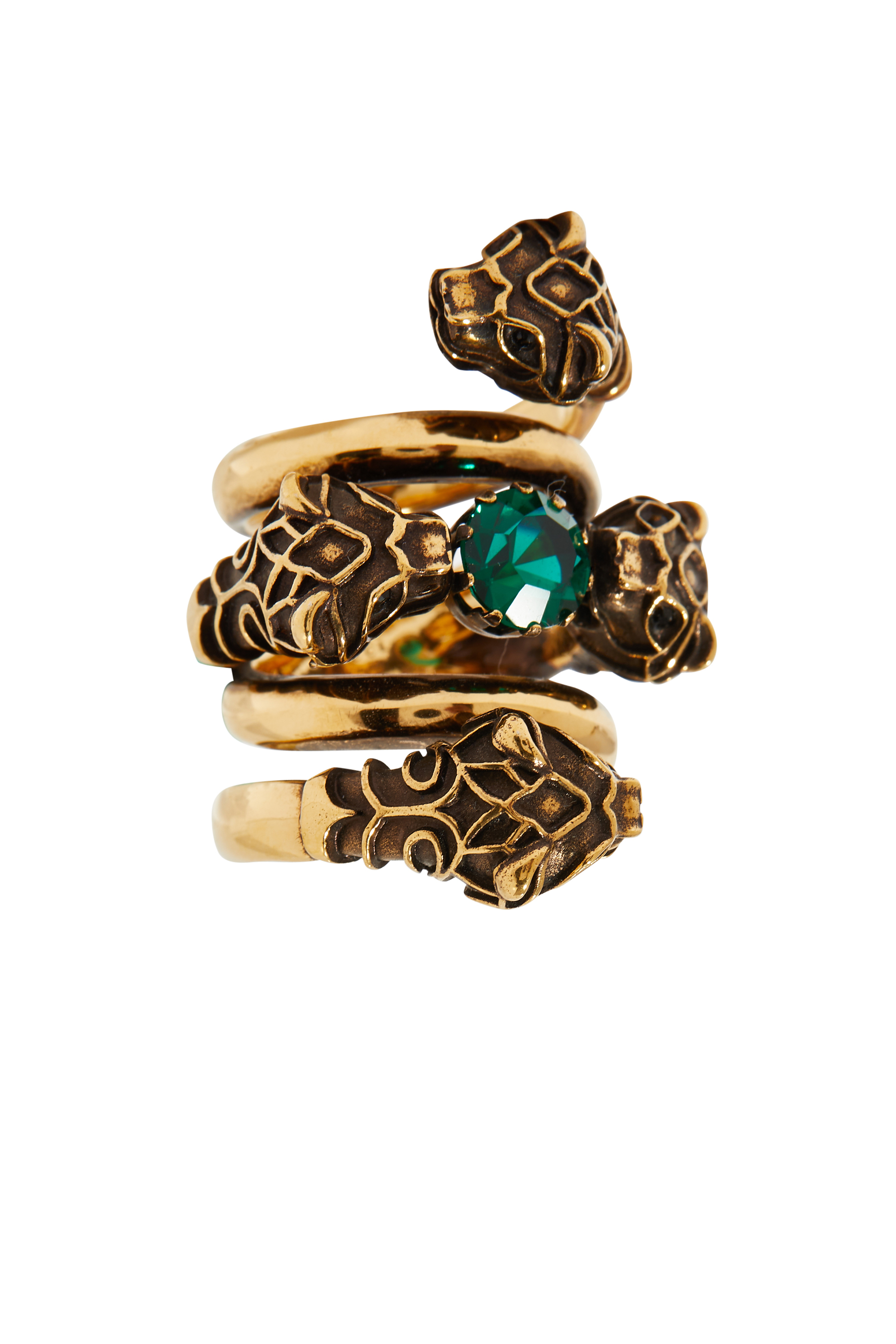 خاتم مزدوج بتصميم ملفوف ورأس نمر