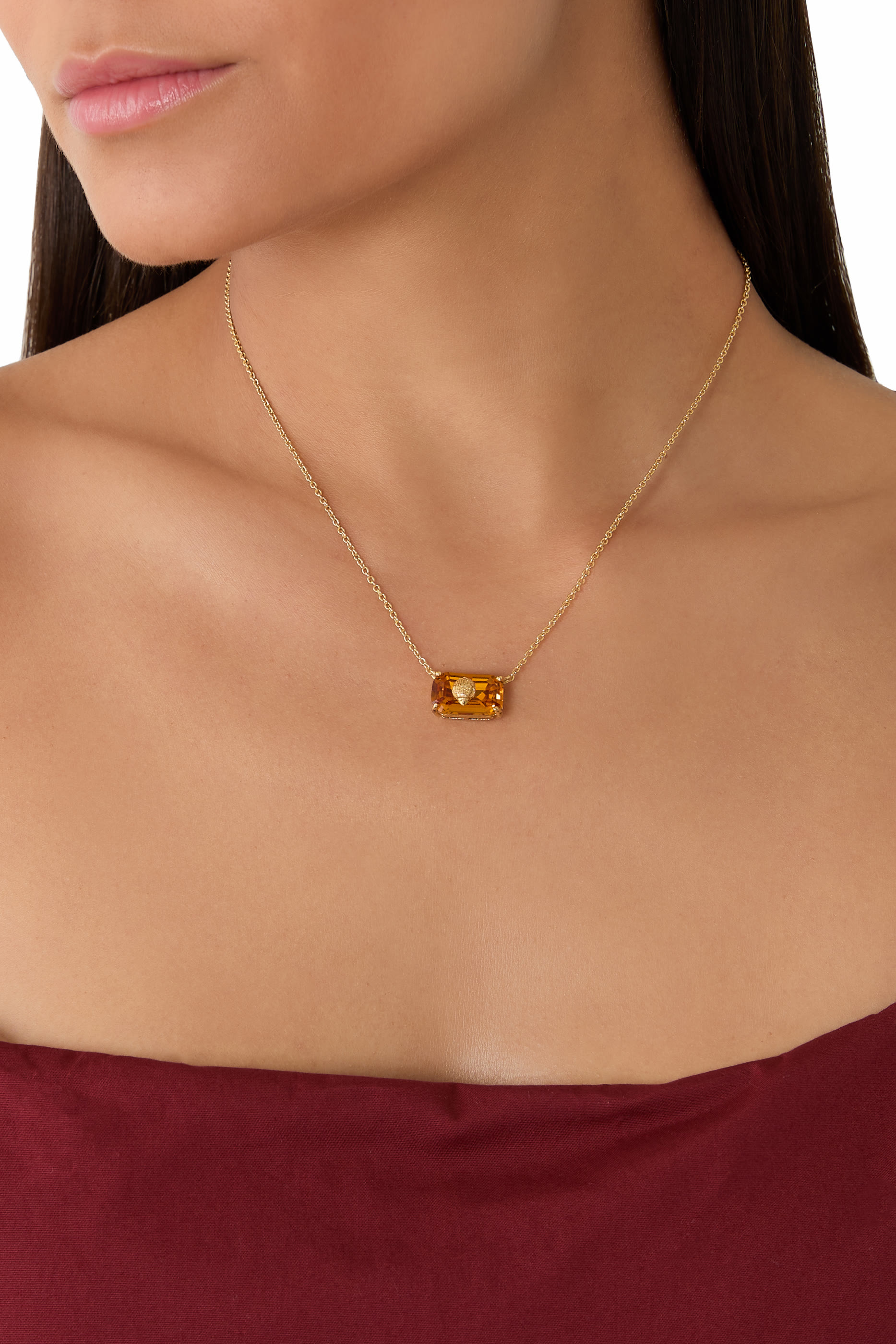 قلادة مرصعة بكريستال والتورمالين شبه الثمين، نحاس