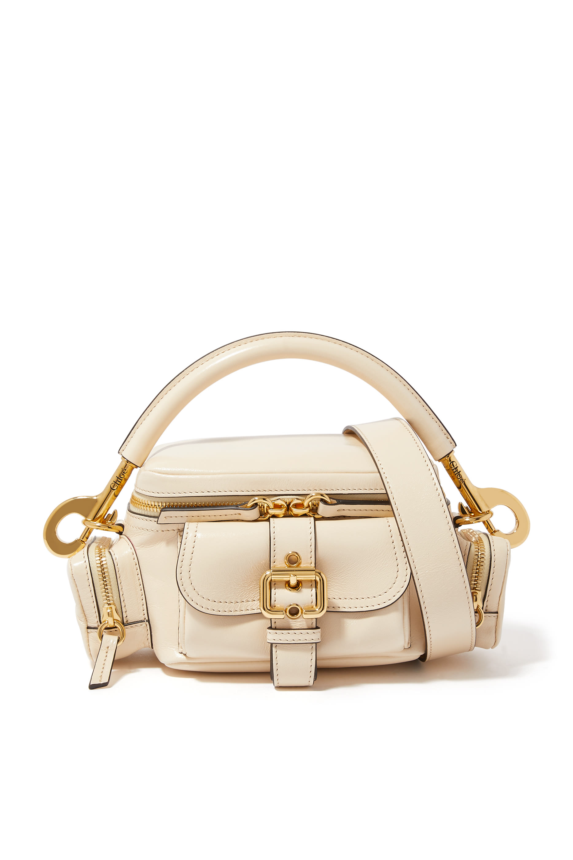 حقيبة كتف صغيرة مزدوجة بشعار الماركة