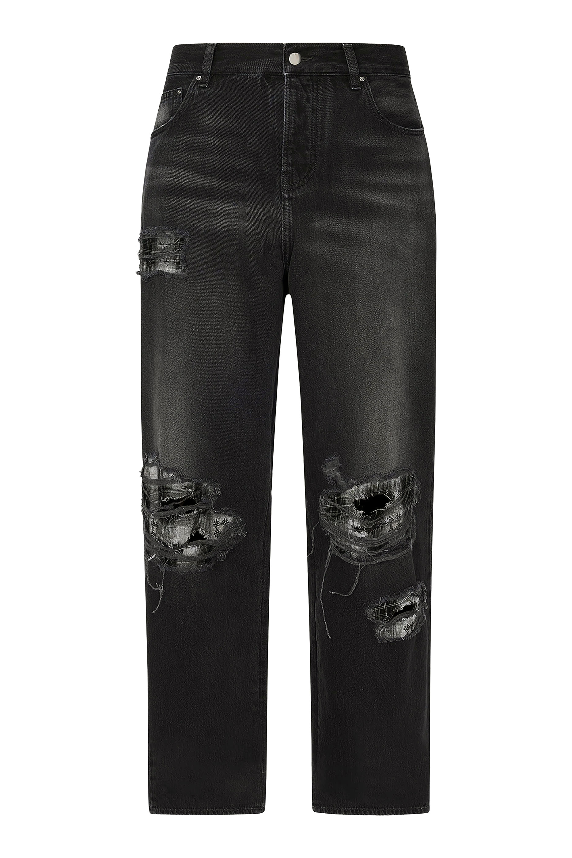 بنطال جينز ريبير بقصة واسعة فلانيل