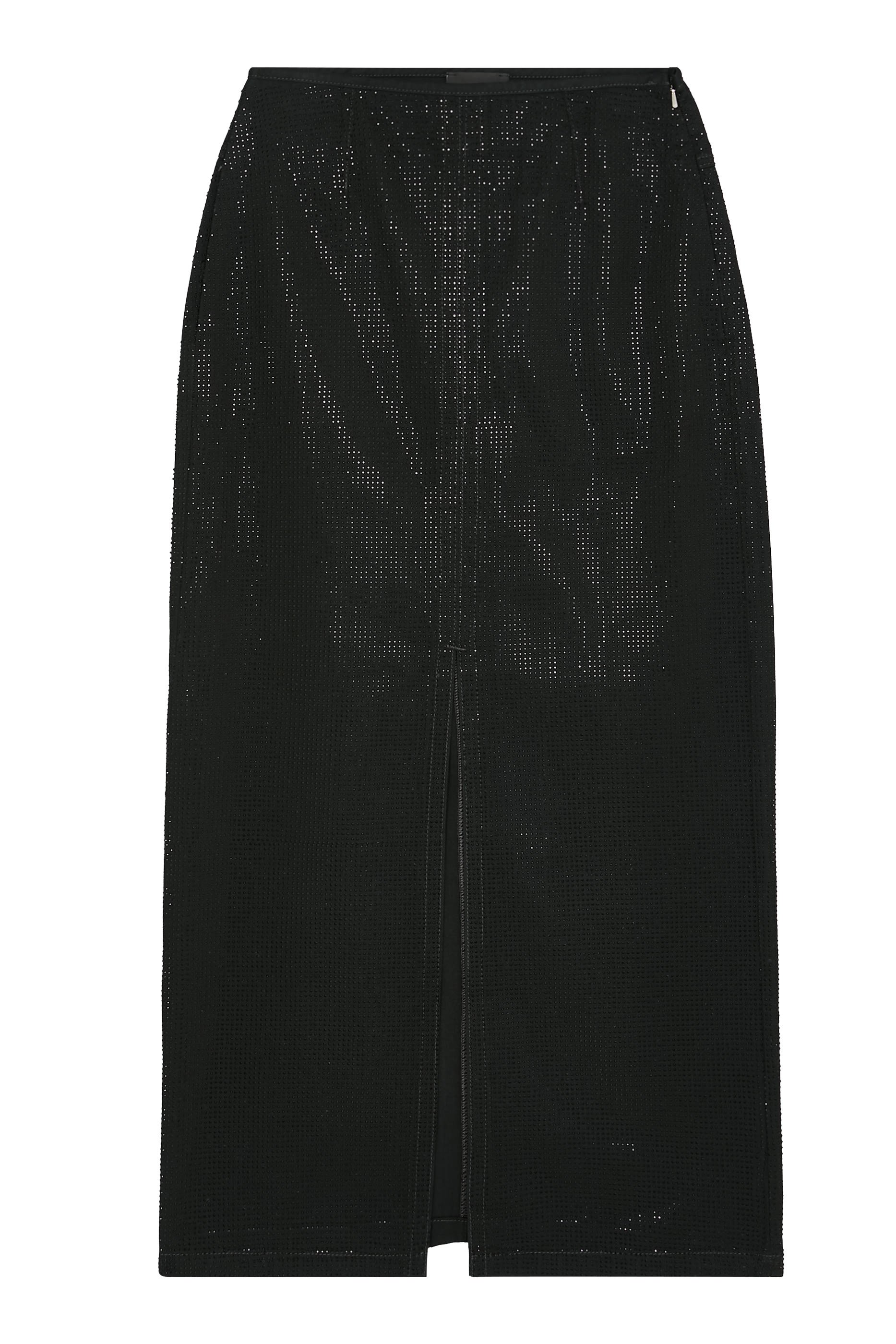 Long Drill Skirt with All-Over Micro Studs 