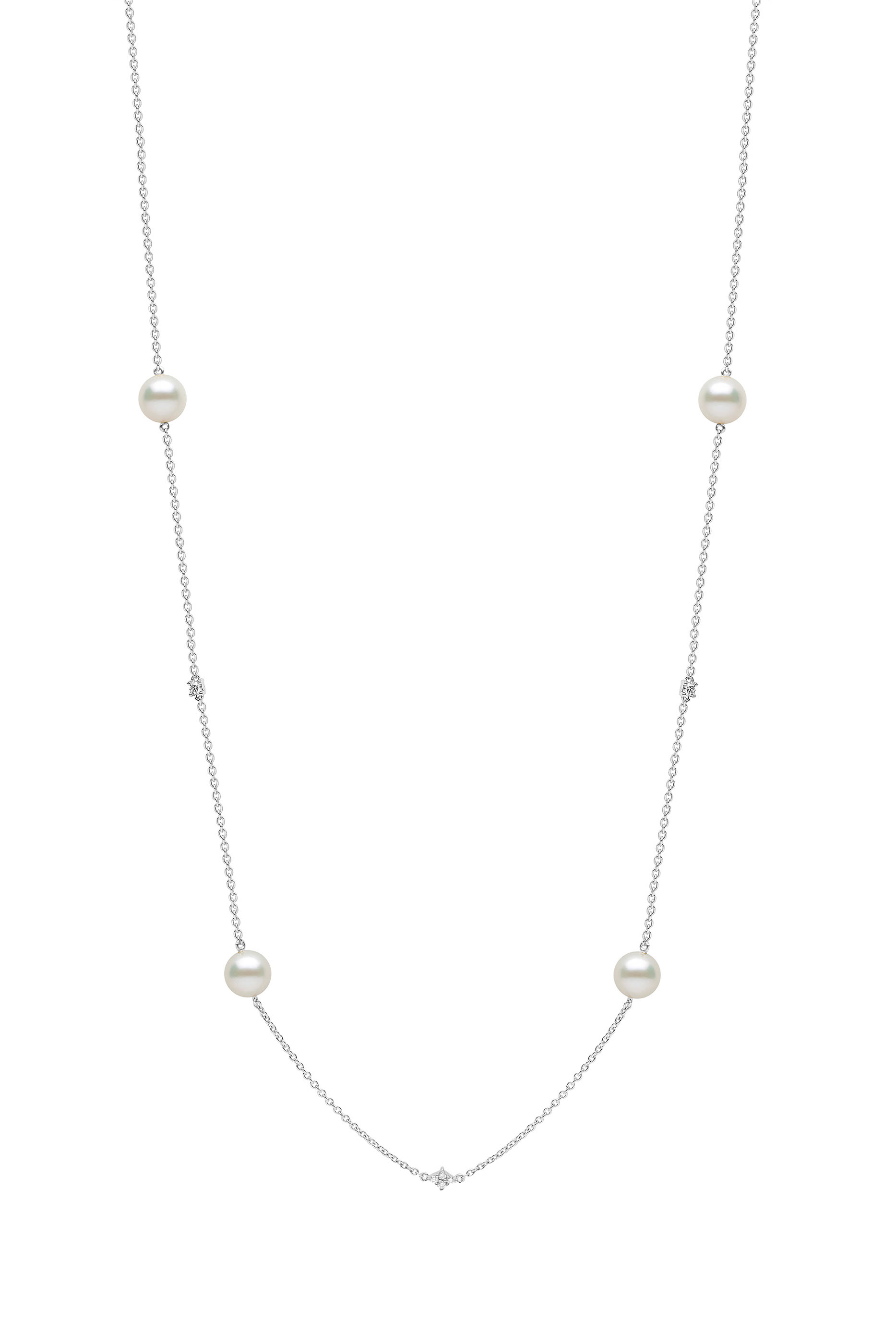 قلادة كلاسيك مرصعة باللؤلؤ ذهب أبيض عيار 18