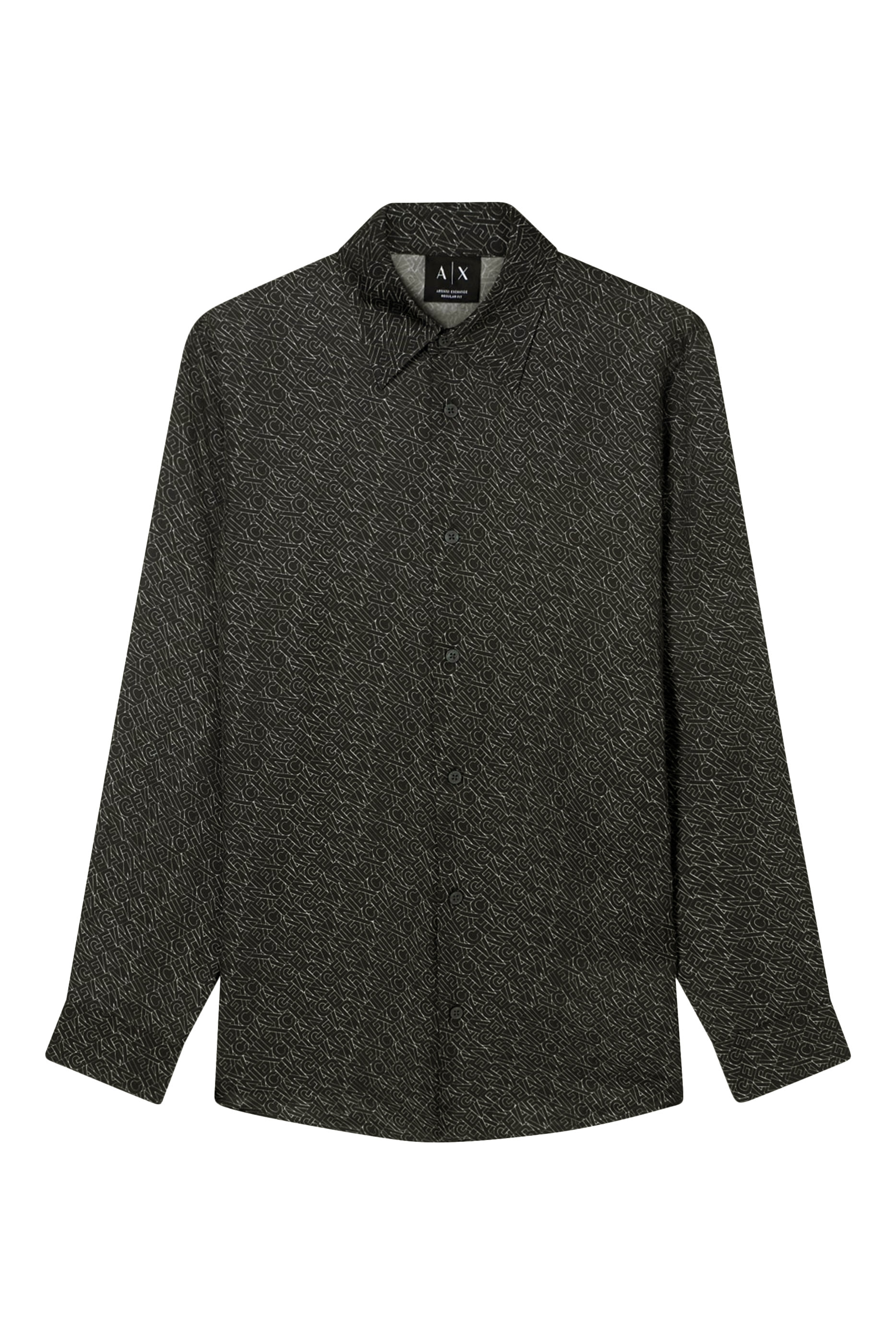 قميص بأكمام طويلة مزين كليا بنقشة شعار الماركة