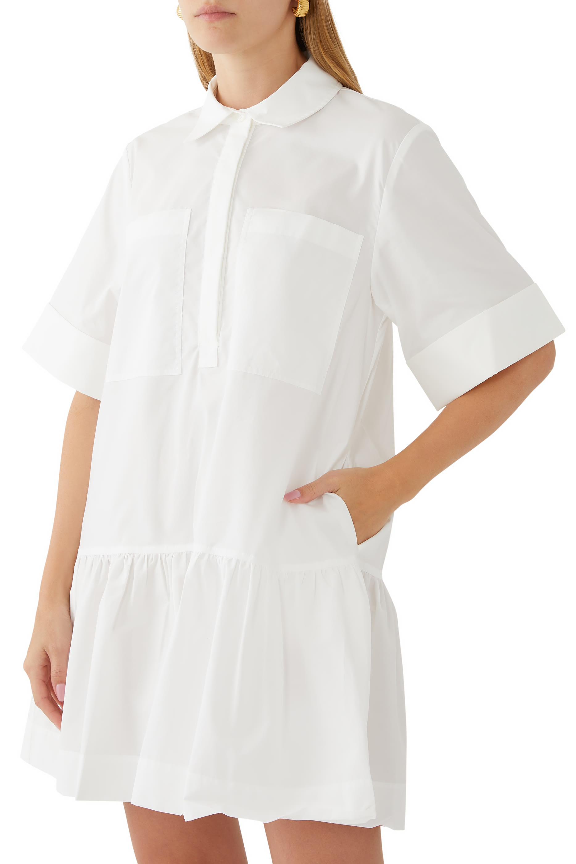 فستان كريسي قصير قطن بوبلين