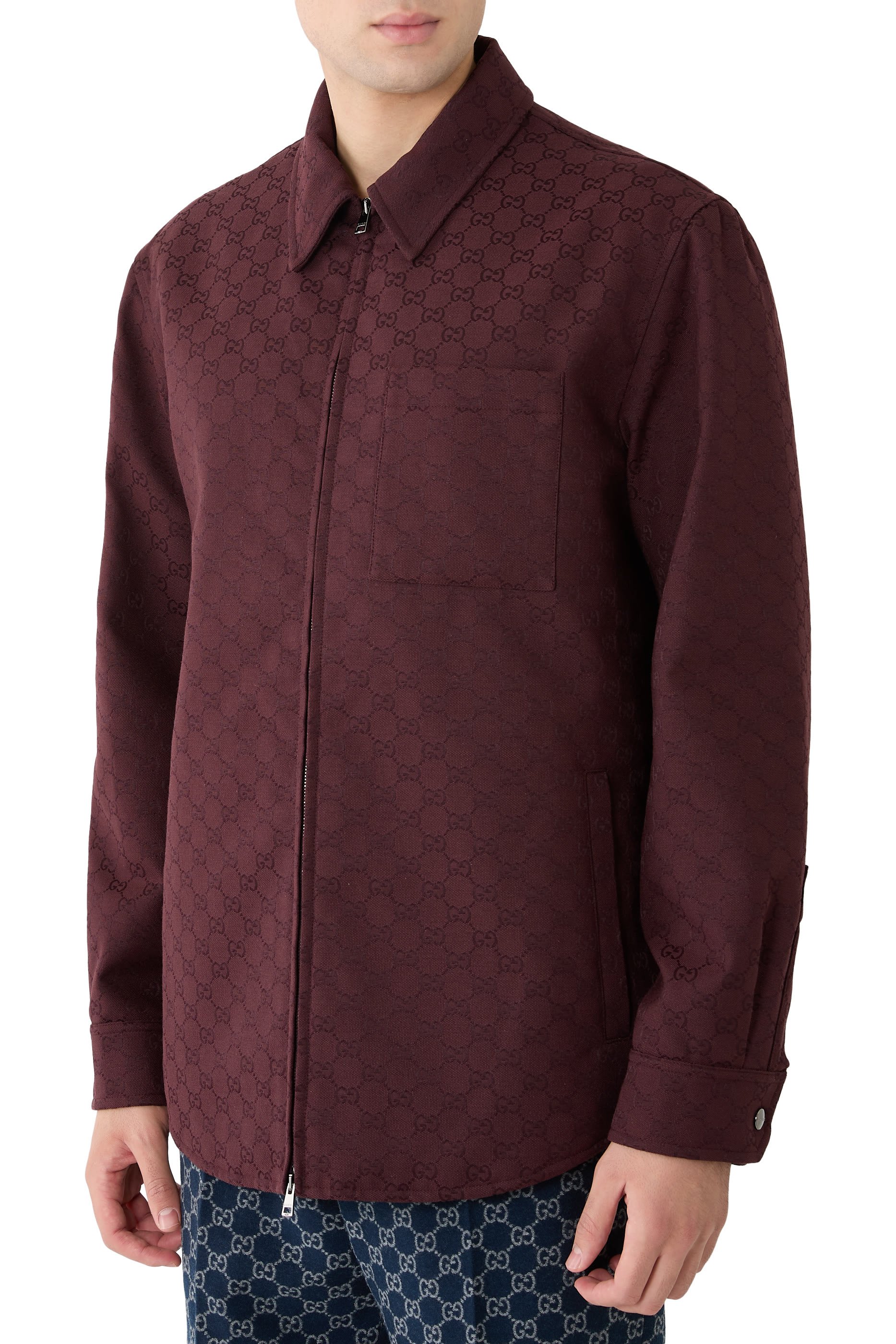 جاكيت بسحاب قماش قنب بشعار الماركة