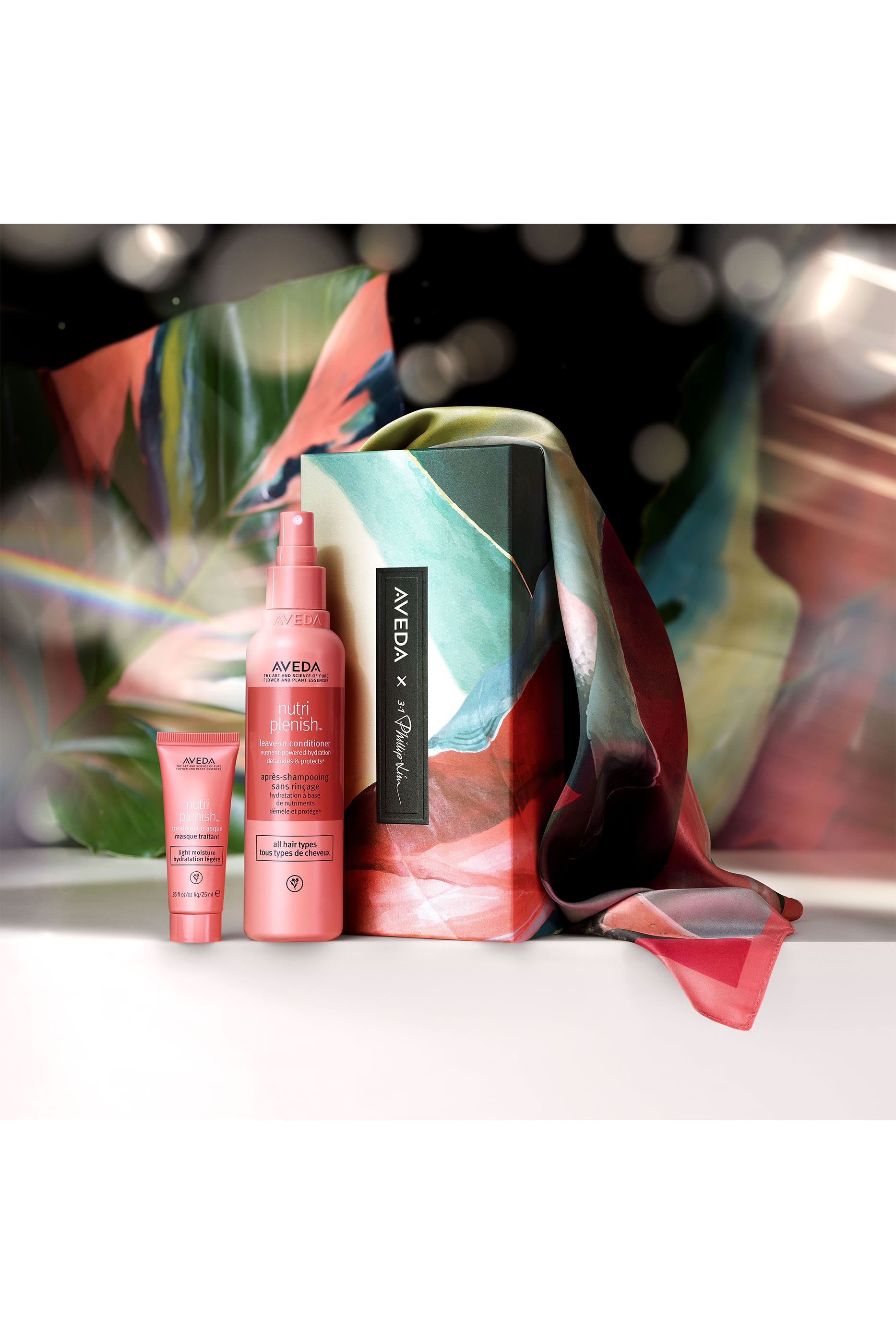 مجموعة ثنائية نيوتري بلينيش علاجية لترطيب خفيف ووشاح شعر، 3 قطع