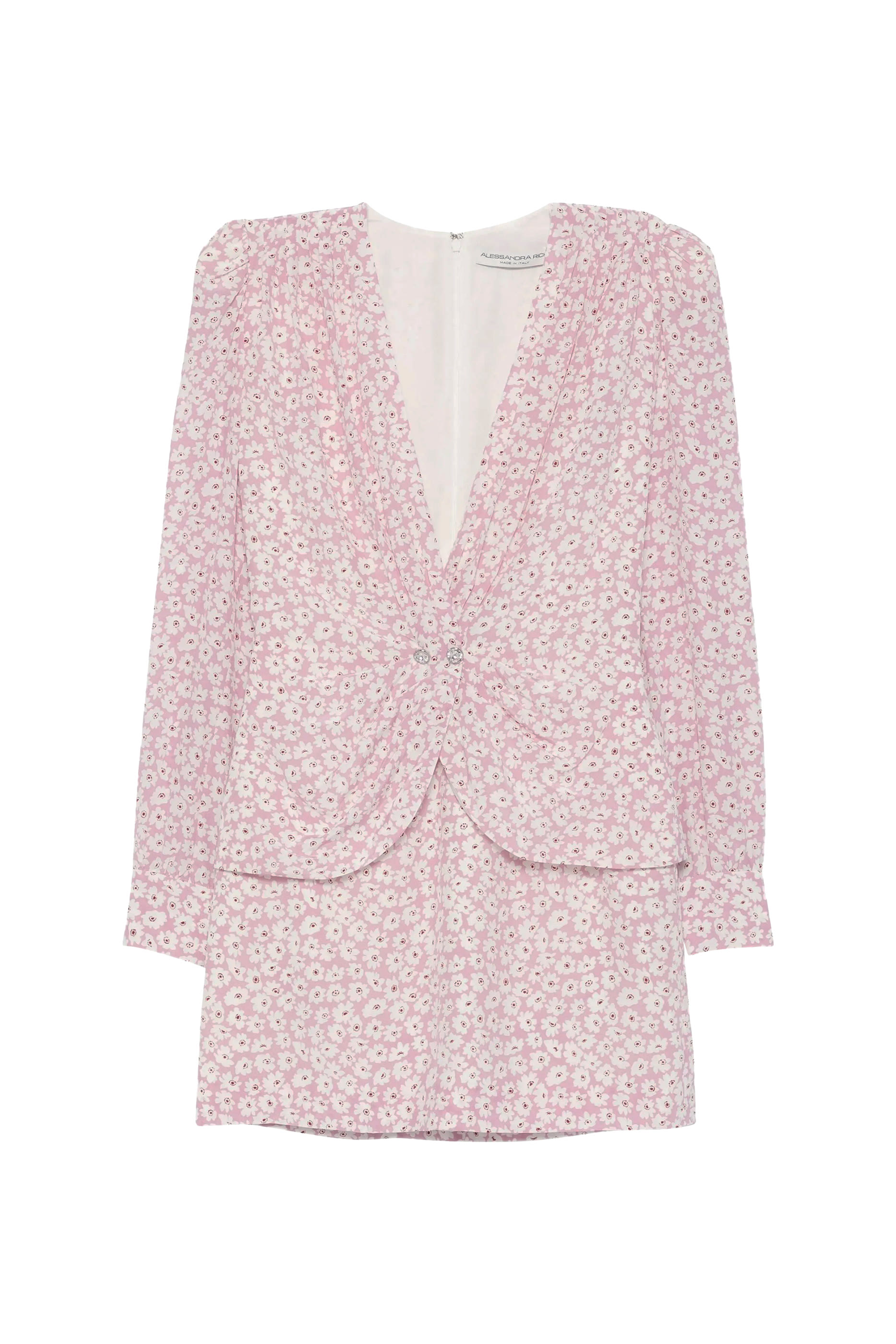 فستان قصير بنقشة زهور صغيرة حرير