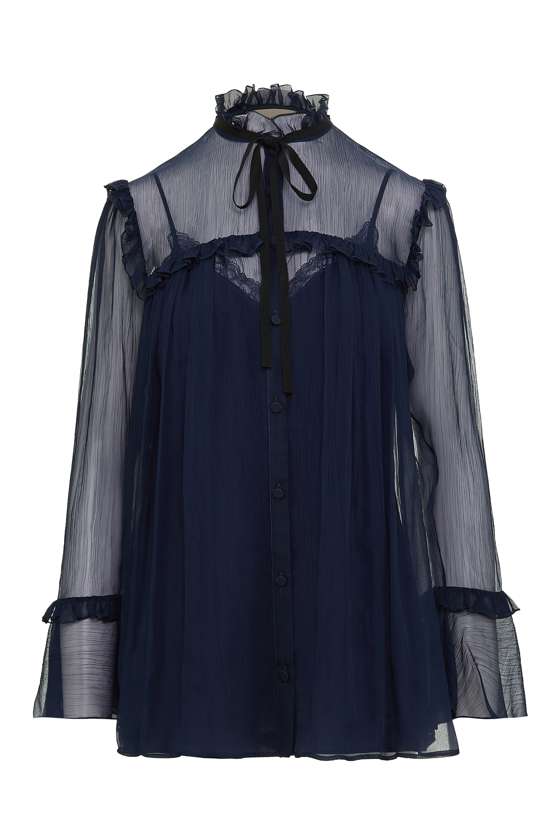 قميص حرير شيفون بكشكش