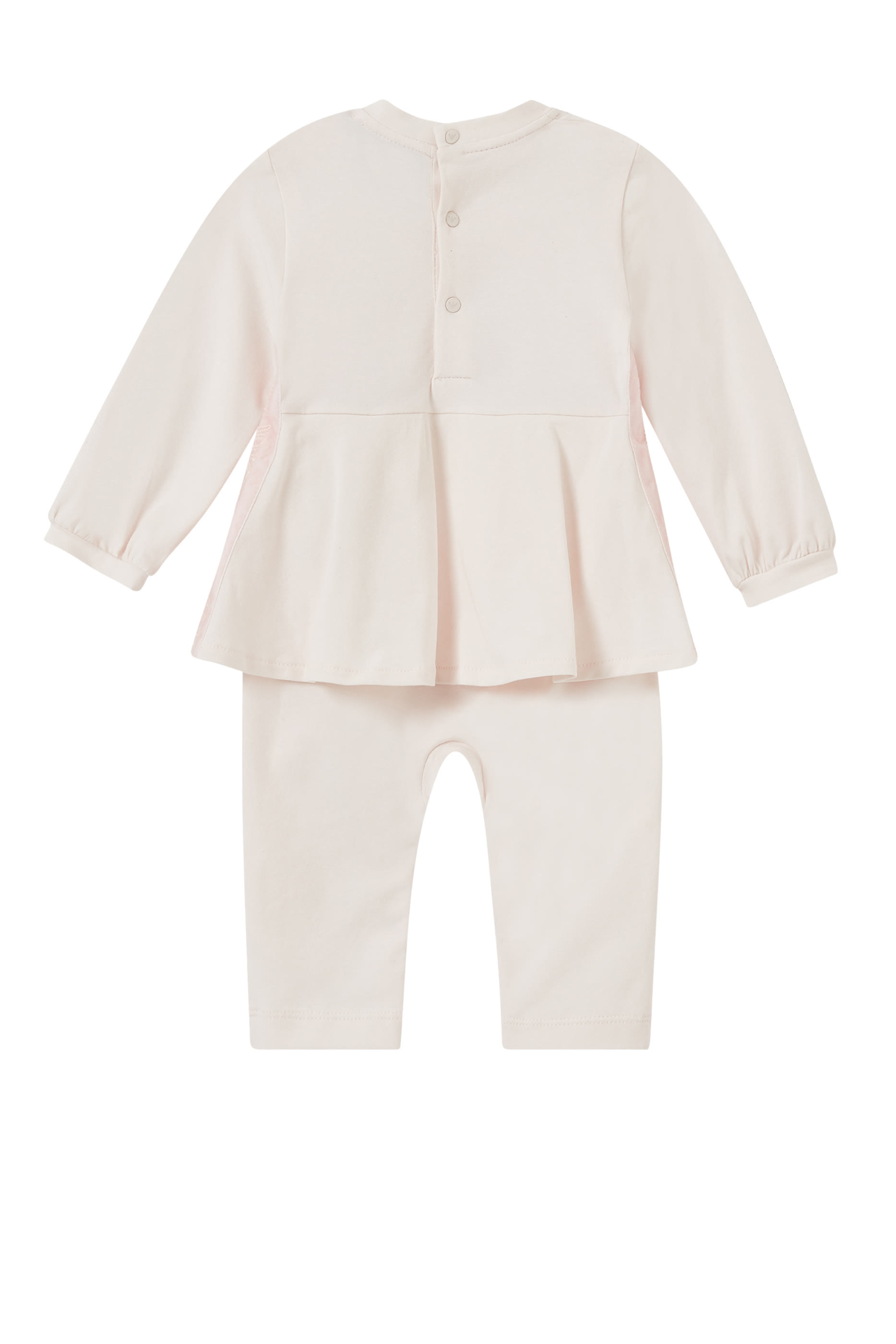 طقم فستان ولغينغز من التشكيلة الأساسية برقعة إيموجي وشعار الماركة