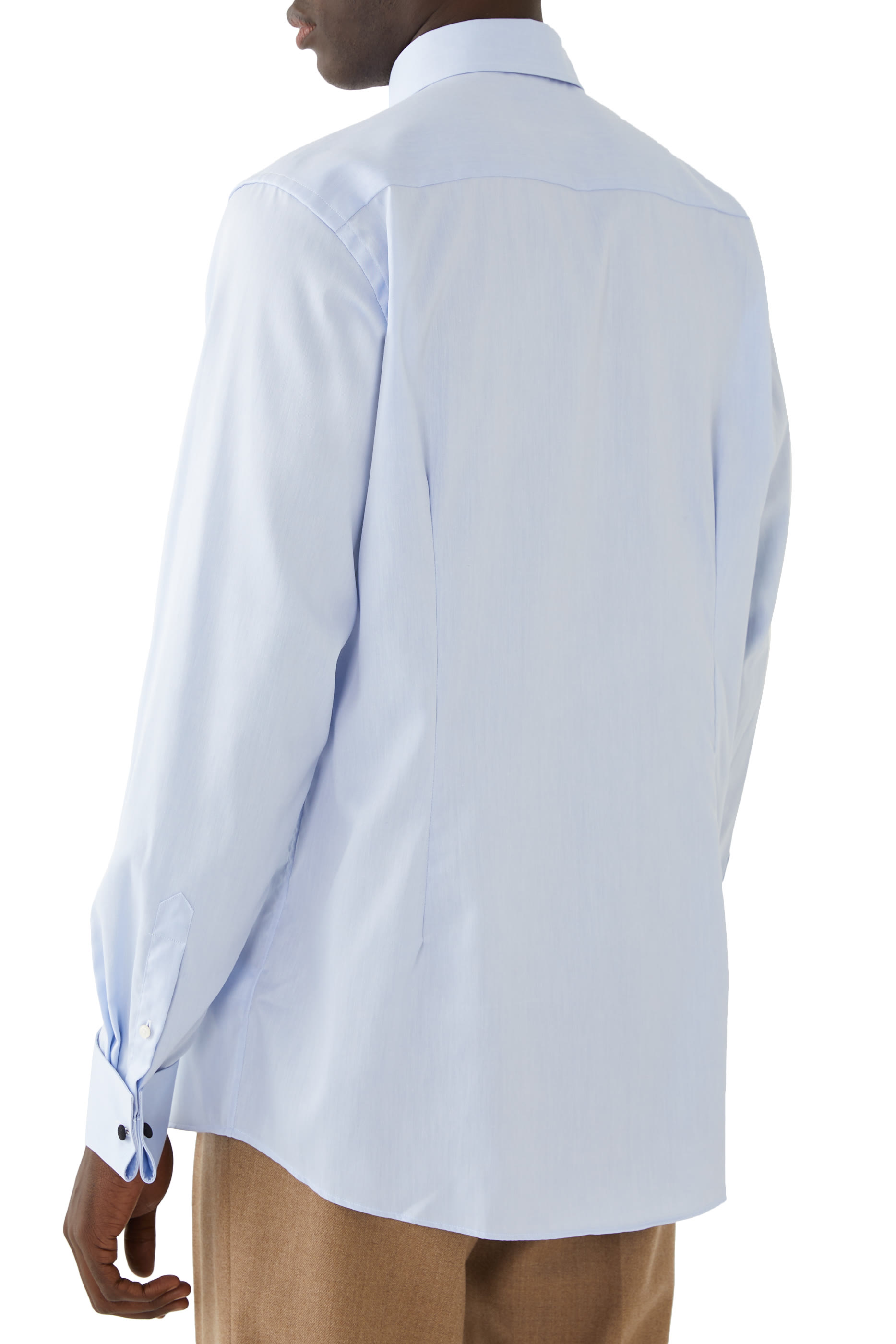 قميص تويل مميز للماركة بلون سادة