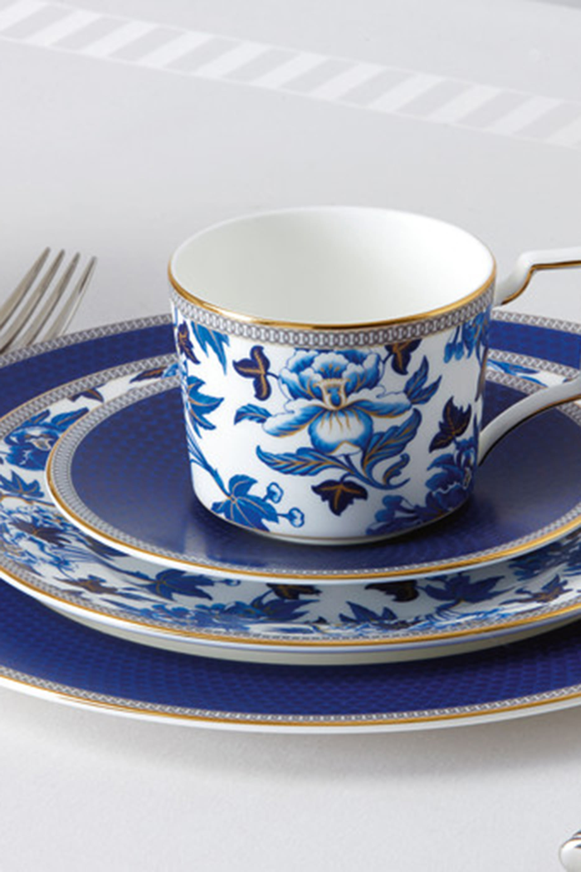 فنجان شاي وطبق هبيسكاس