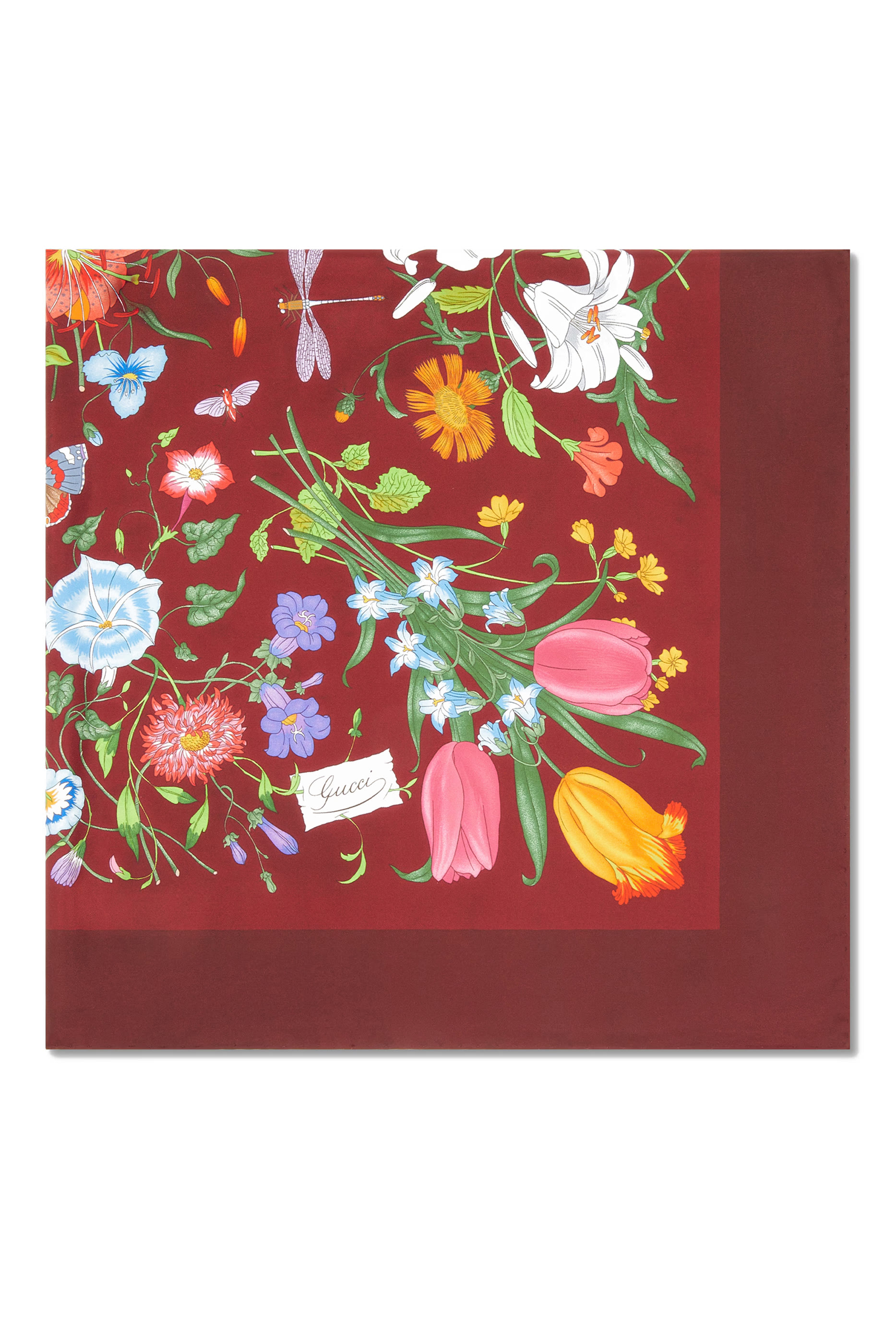 وشاح مربع بنقشة حرير تويل