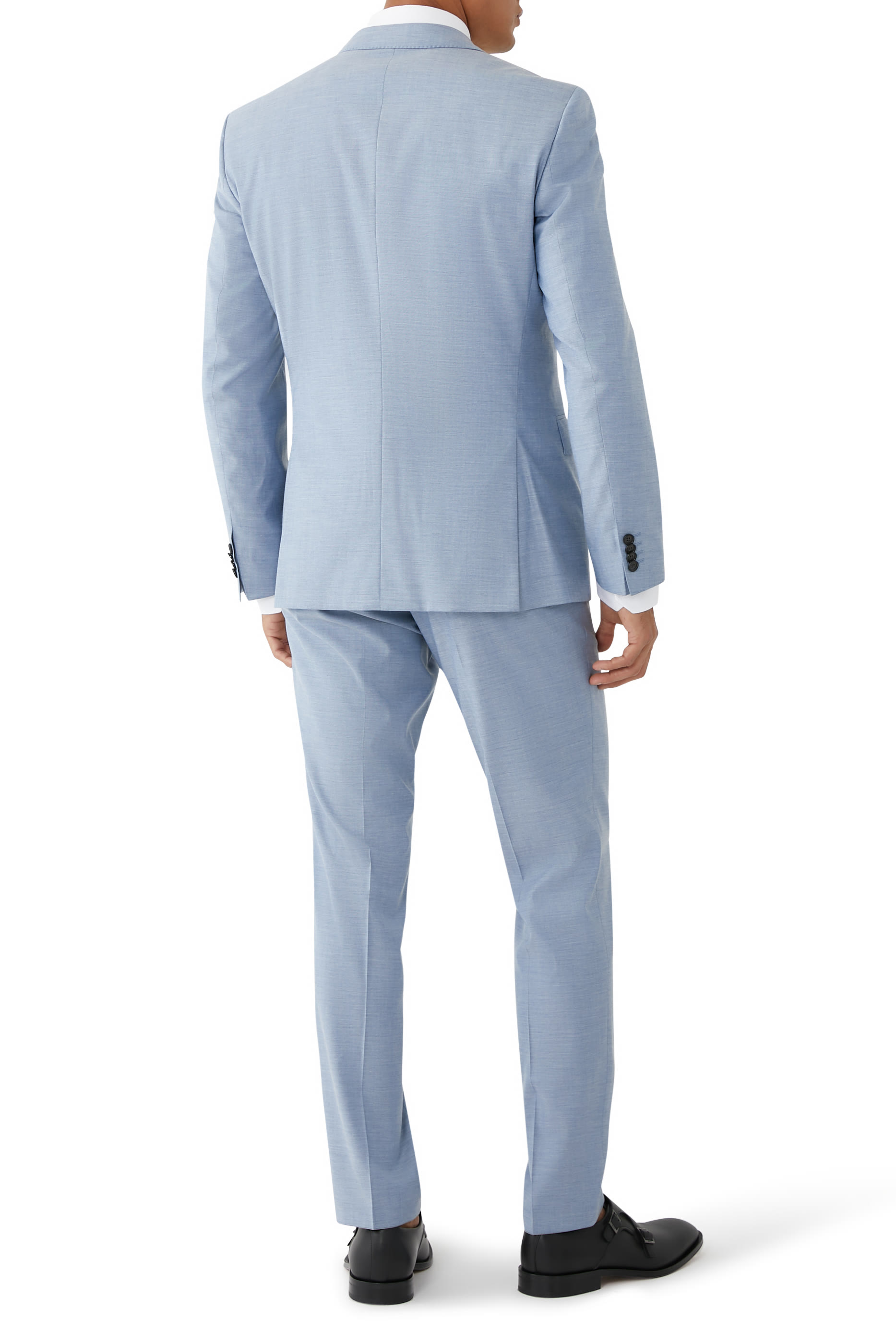 بليزر بقصة سليم كتان بنقشة دقيقة