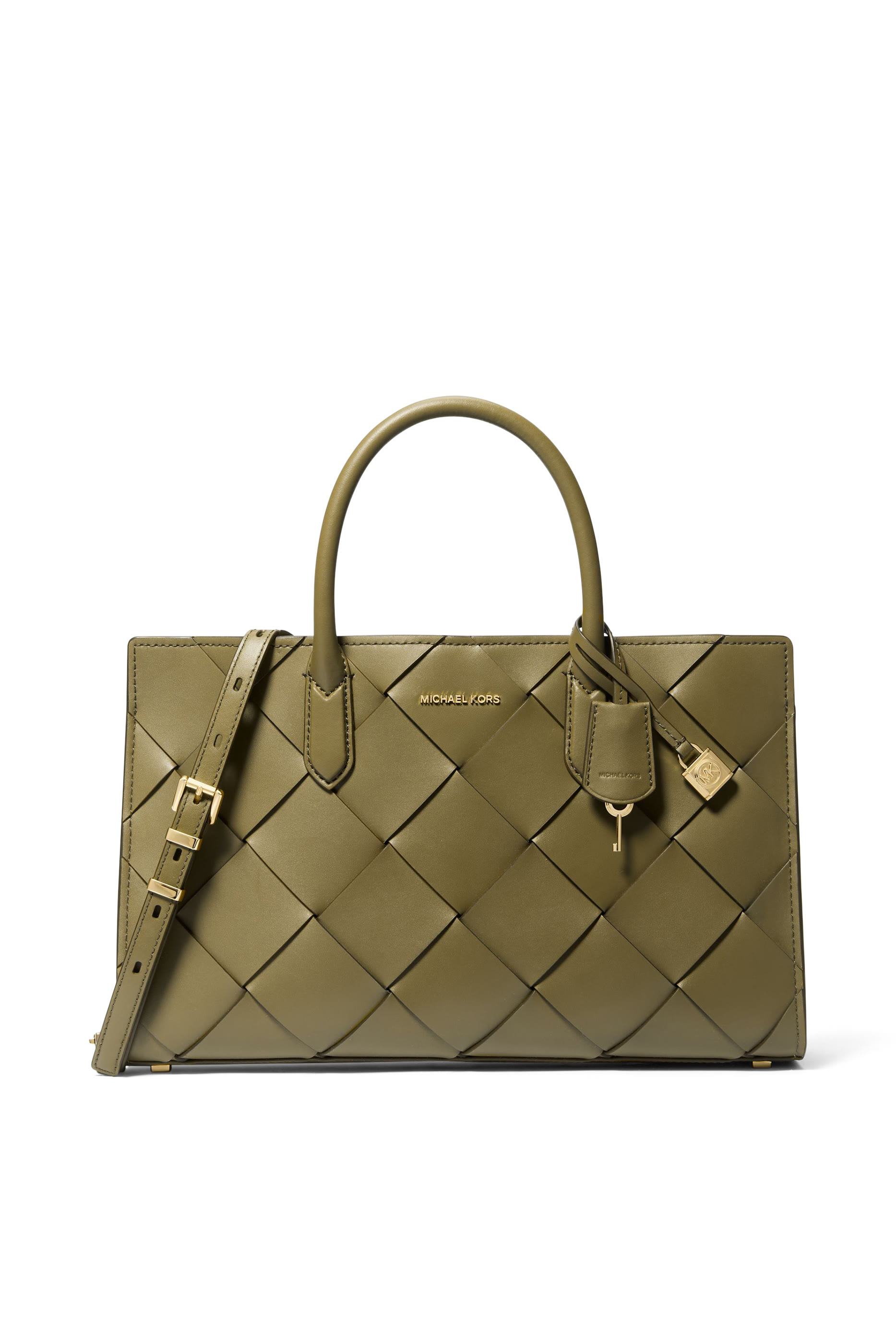 حقيبة ساتشيل سكارليت متوسطة جلد مجدول