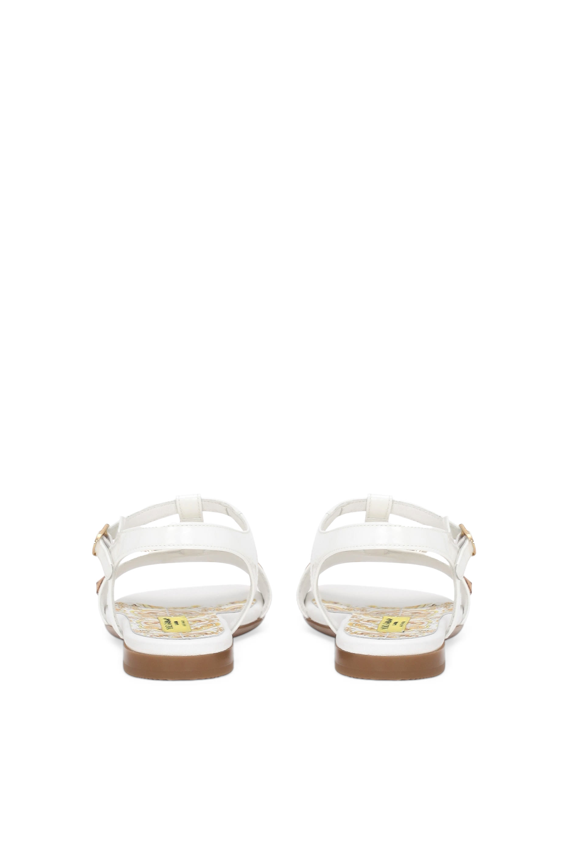 صندل جلد عجل بنقشة مايولكا بلون أصفر وكريستال سواروفسكي للأطفال