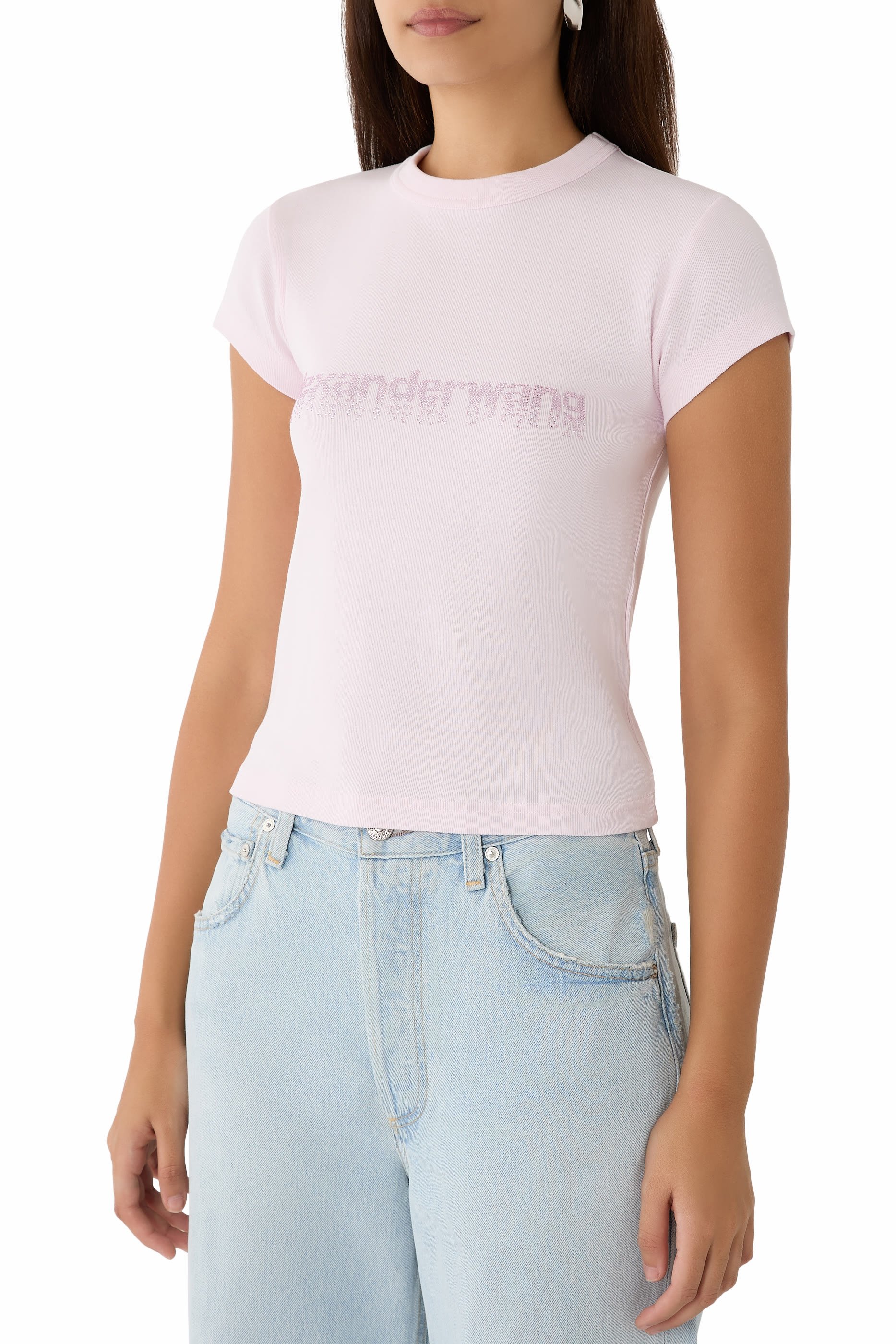 تيشيرت قصير بزينة غرافيكية مثبتة حراريا